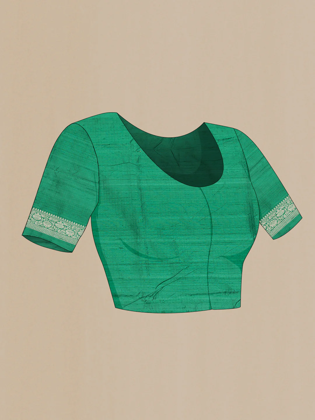 Green Dual Tone Raw Silk Saree - Image 4