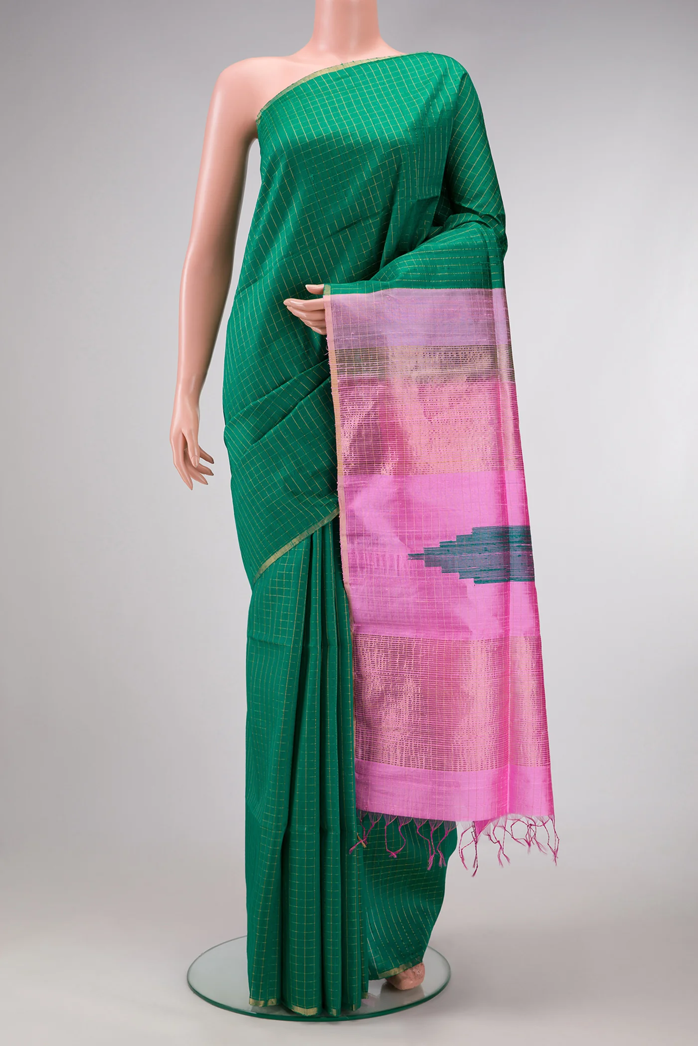 Bottle Green Raw Silk Saree