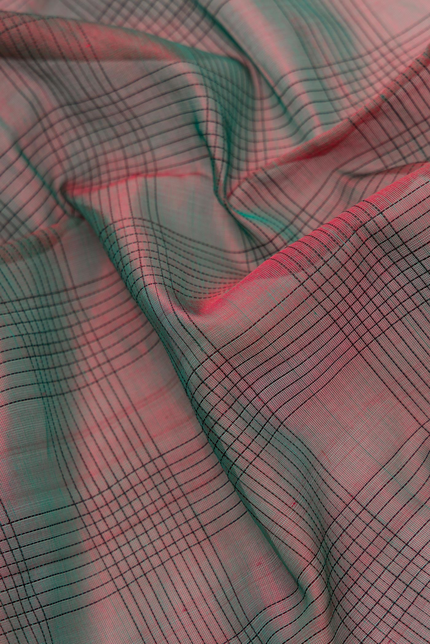 Green with Pink Color Silk Cotton Saree - Image 2