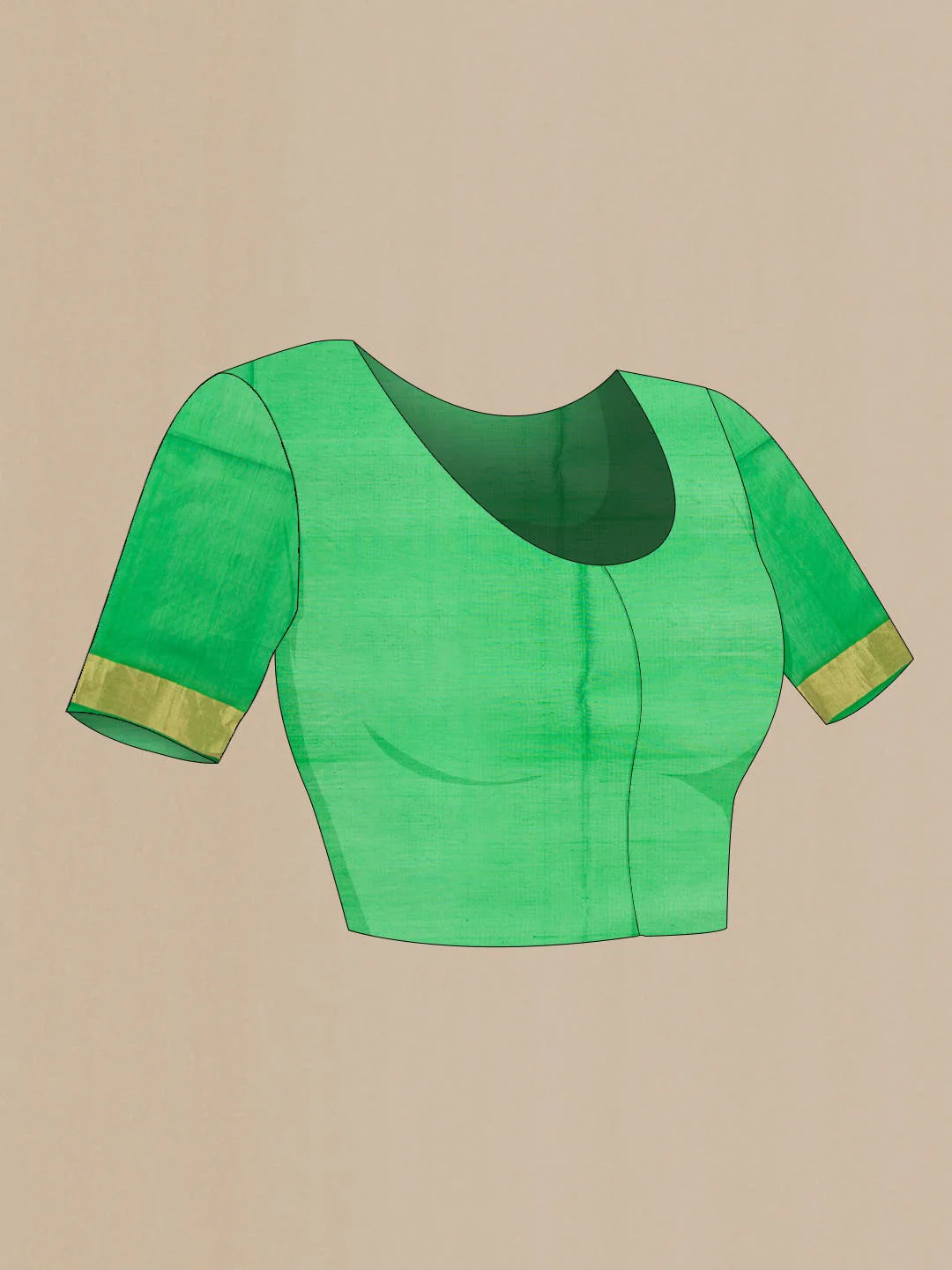 Green Dual Tone Silk Cotton Saree - Image 4