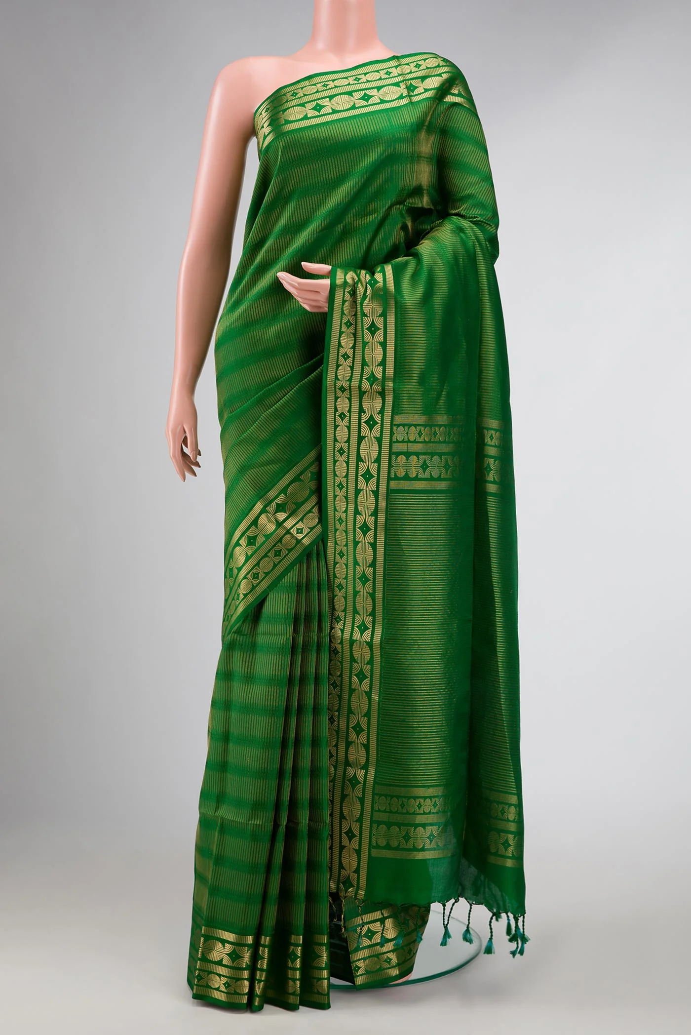 Green Dual Tone Soft Silk Saree