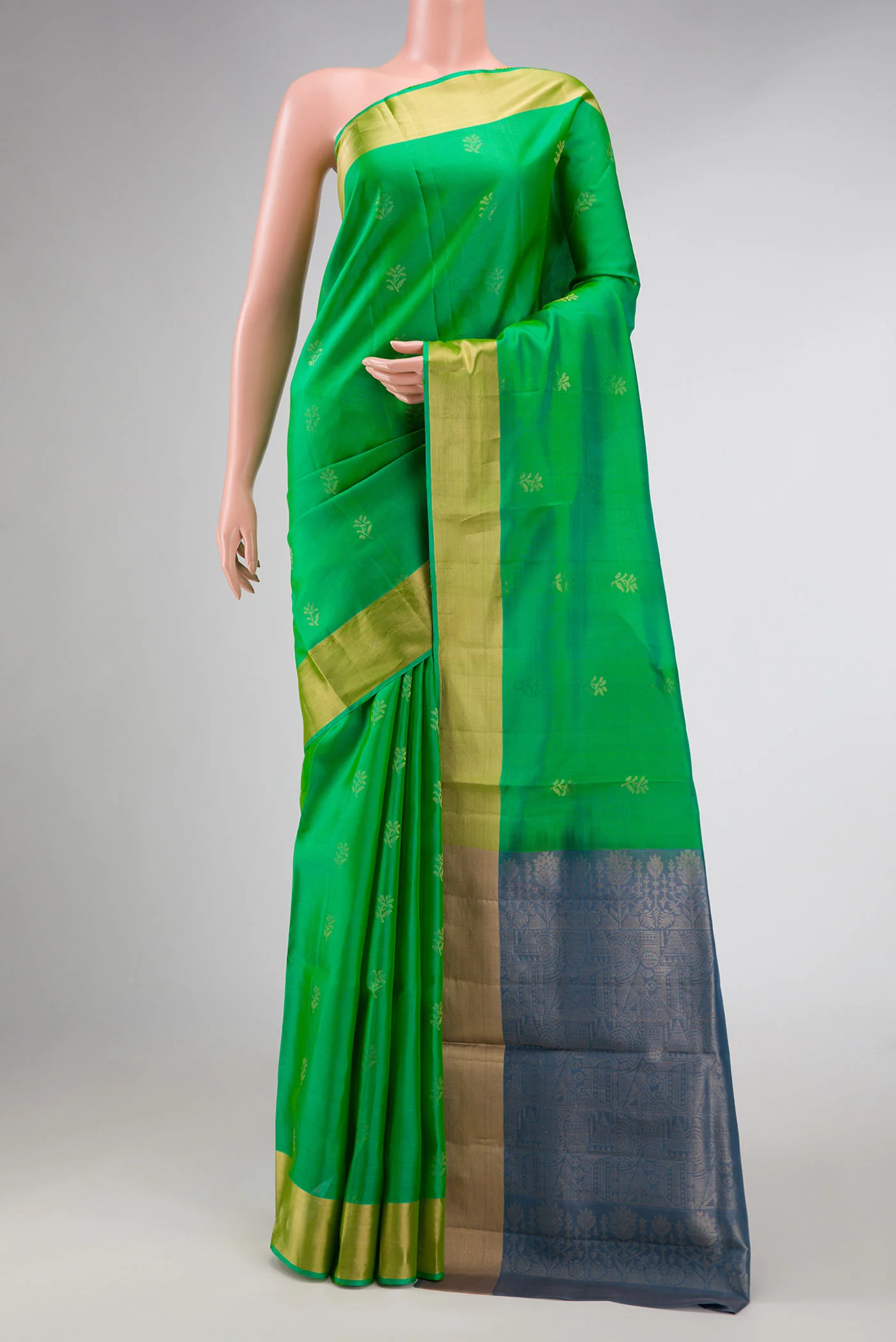 Green Dual Tone Soft Silk Saree