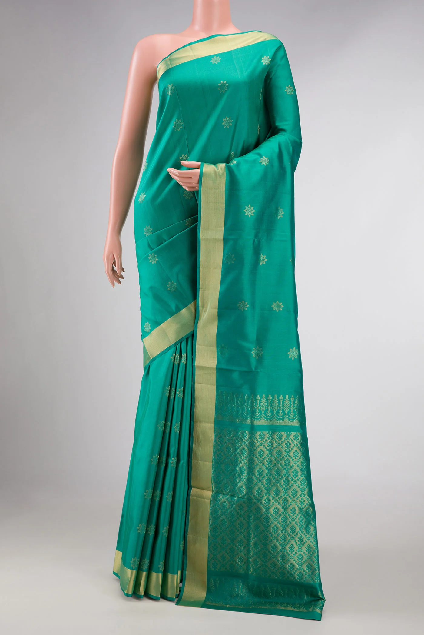 Green Dual Tone Soft Silk Saree