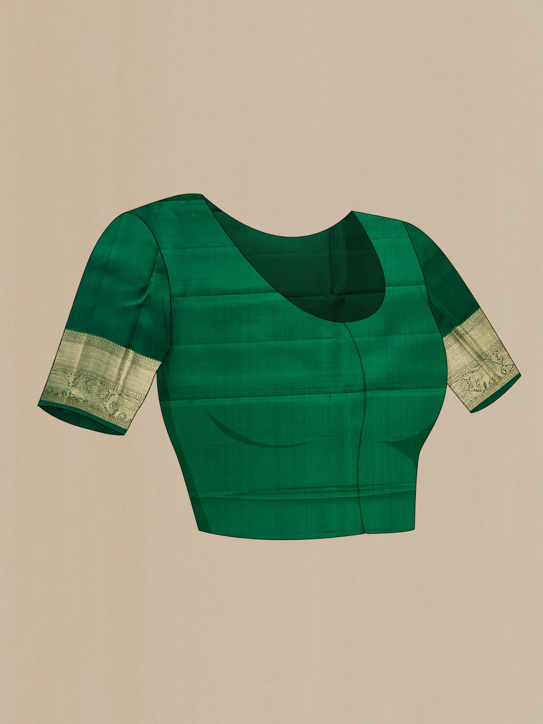Green Kanchipuram Silk Saree - Image 5