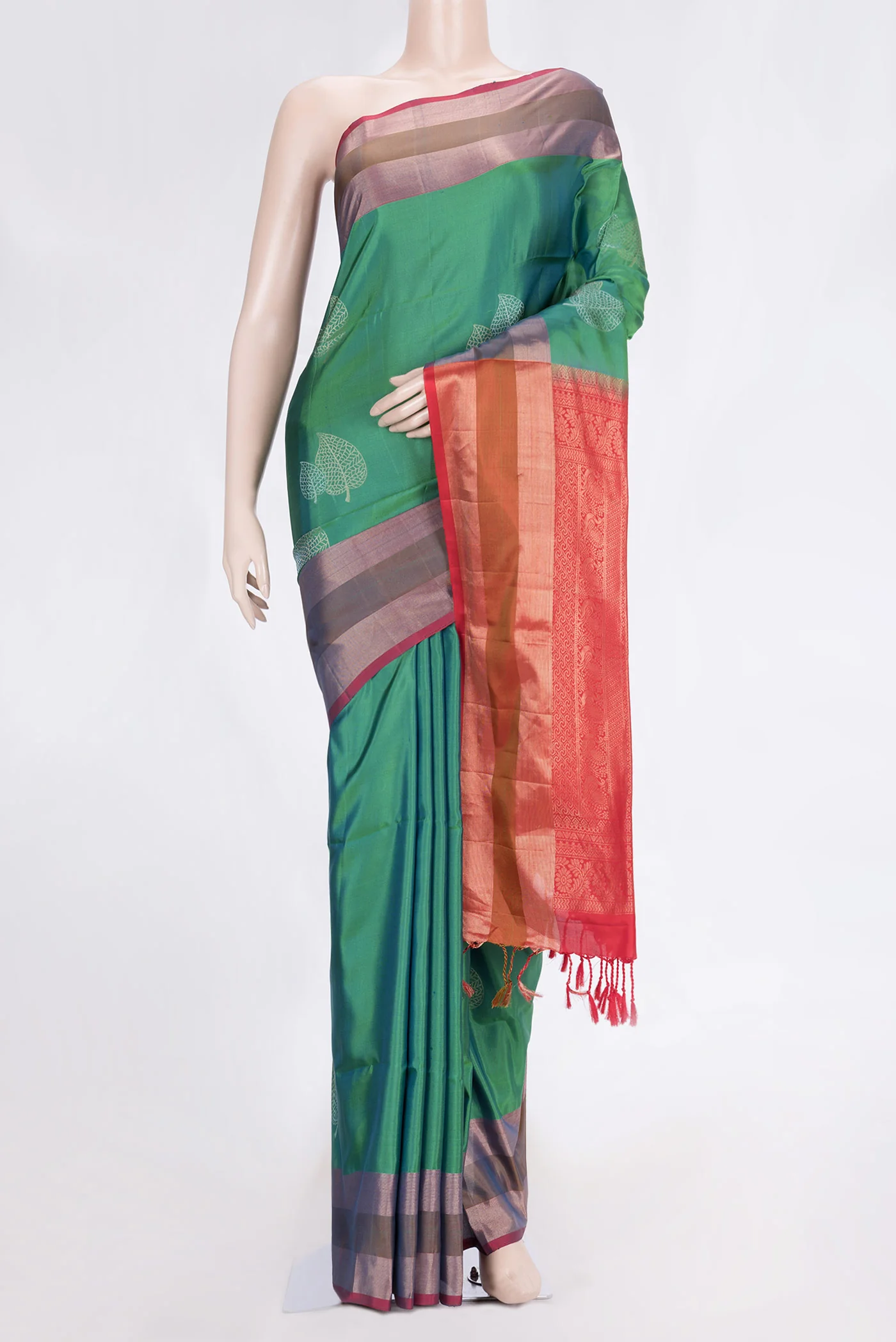 Green with Blue Color Soft Silk Saree