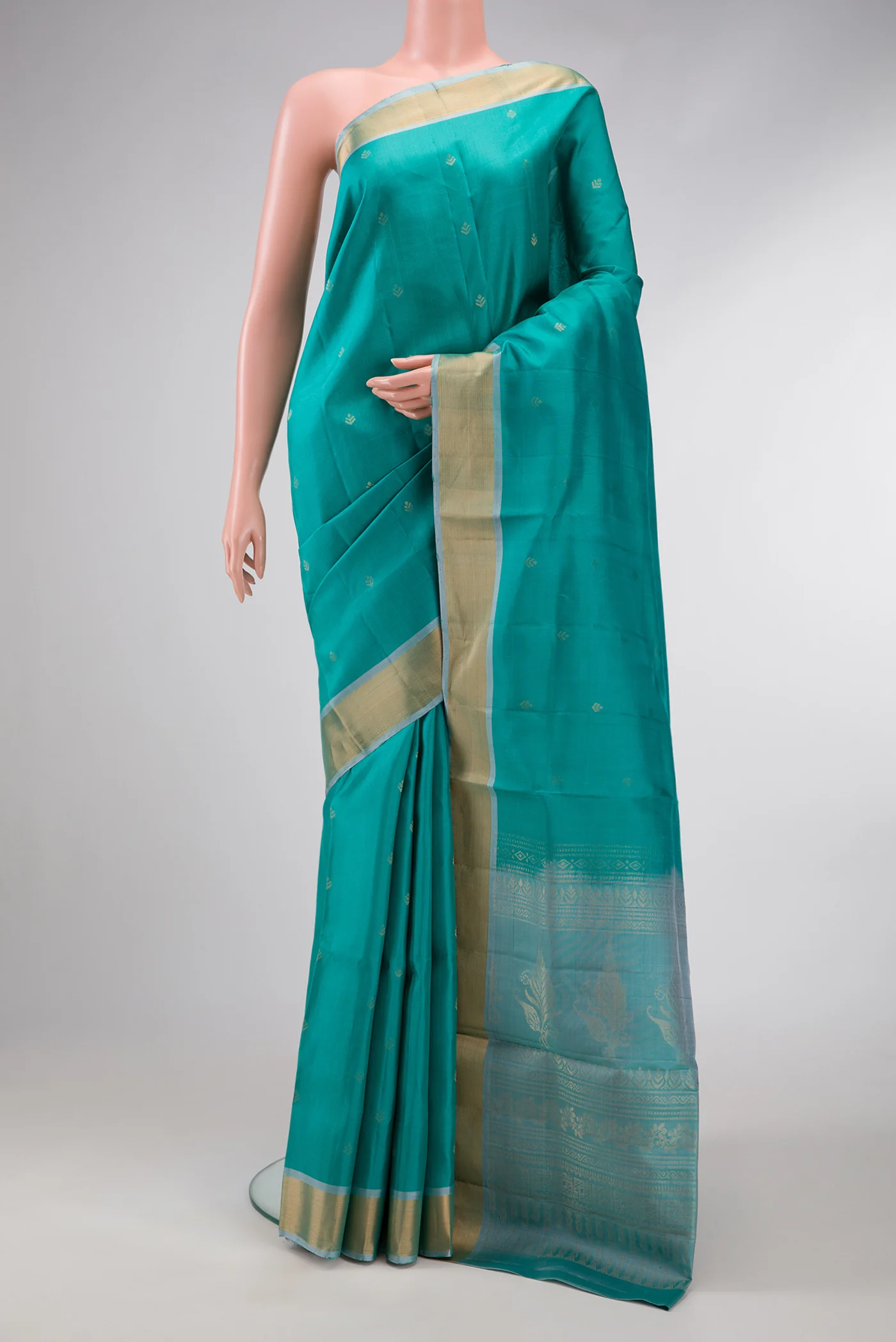 Turquoise Dual Tone Soft Silk Saree