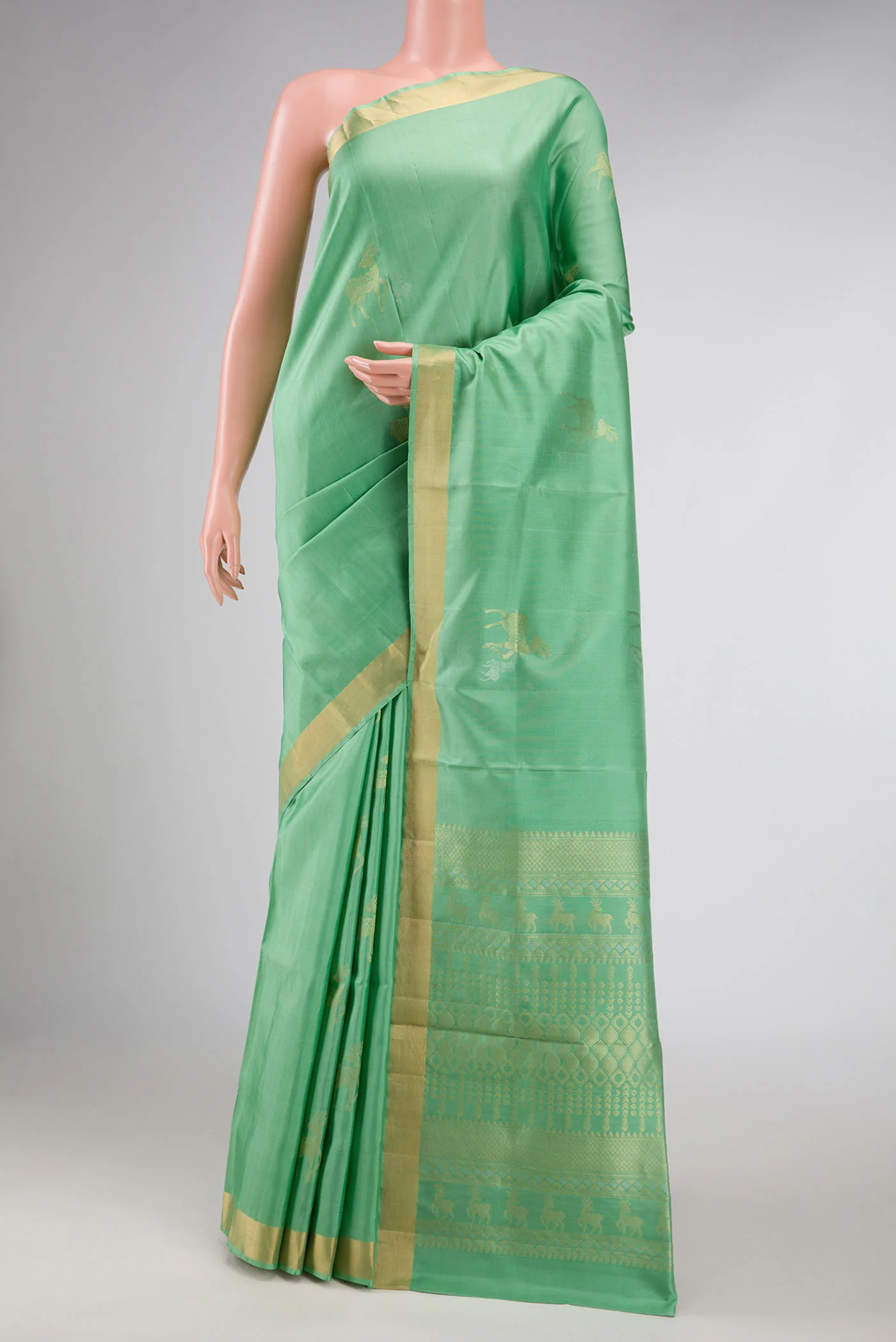 Green Dual Tone Soft Silk Saree