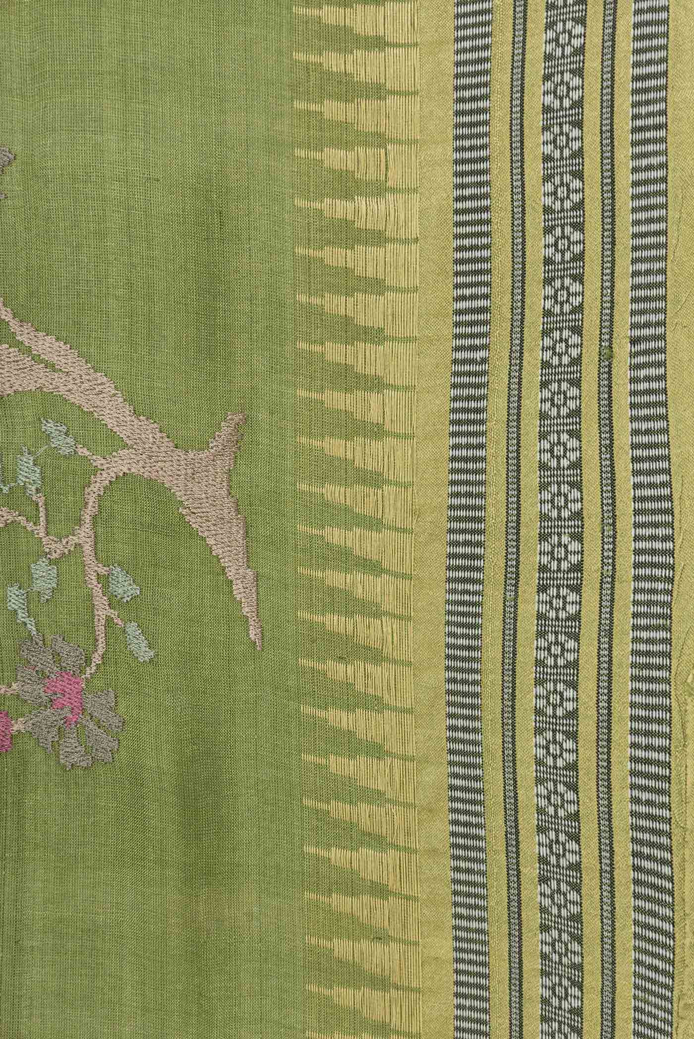 Green Dual Tone Tussar Saree - Image 3