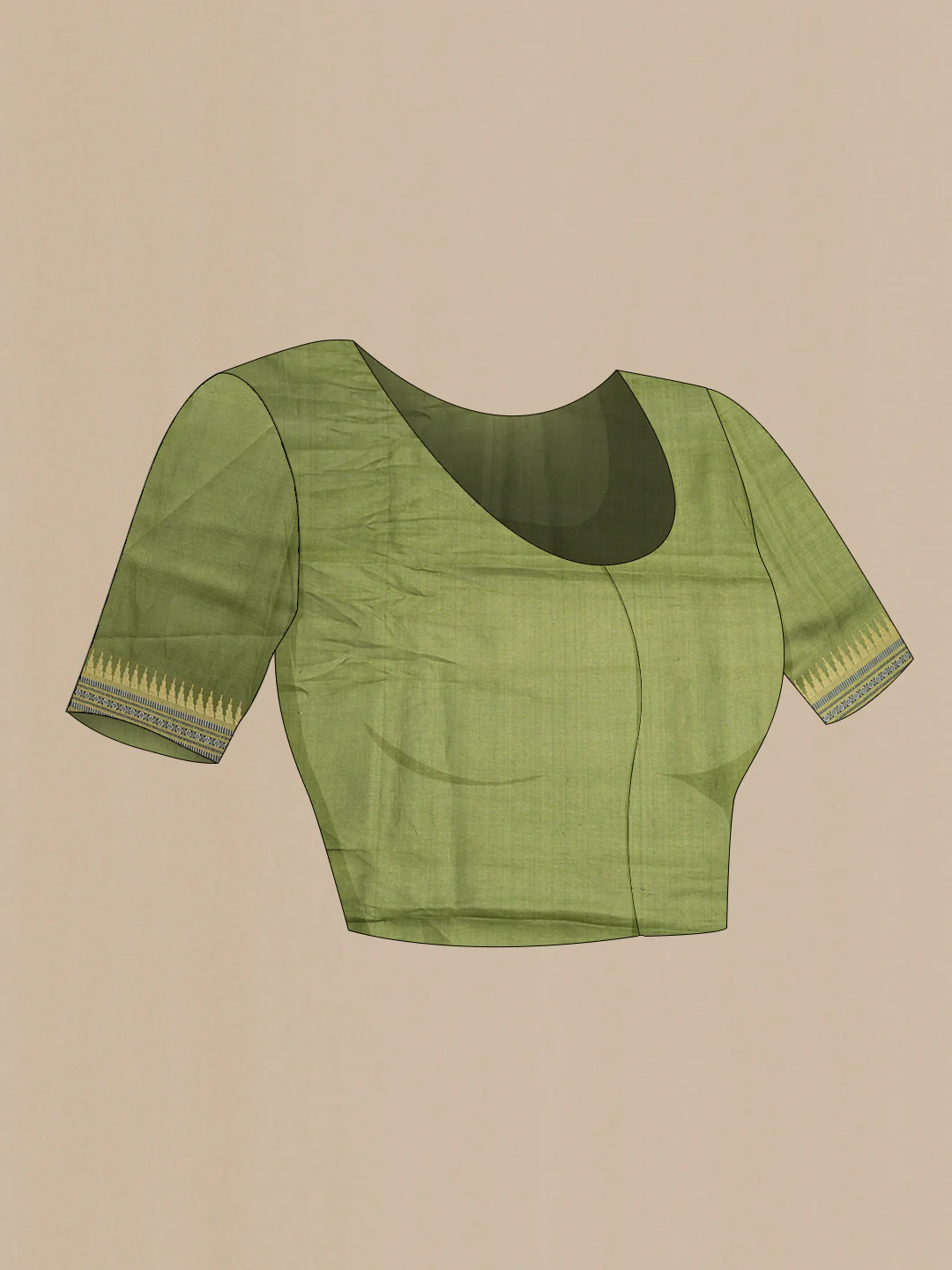 Green Dual Tone Tussar Saree - Image 4
