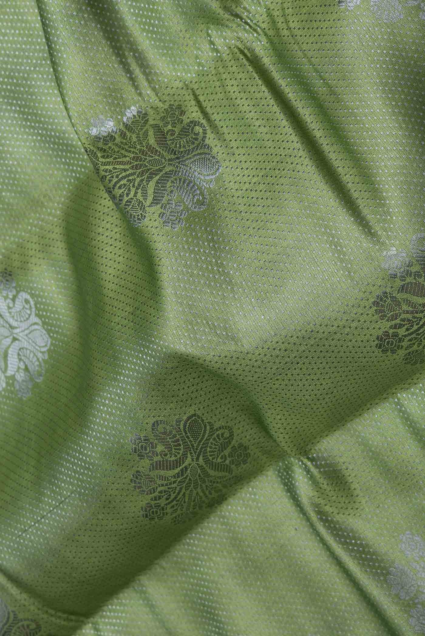 Green Banarasi Raw Silk Saree - Image 2