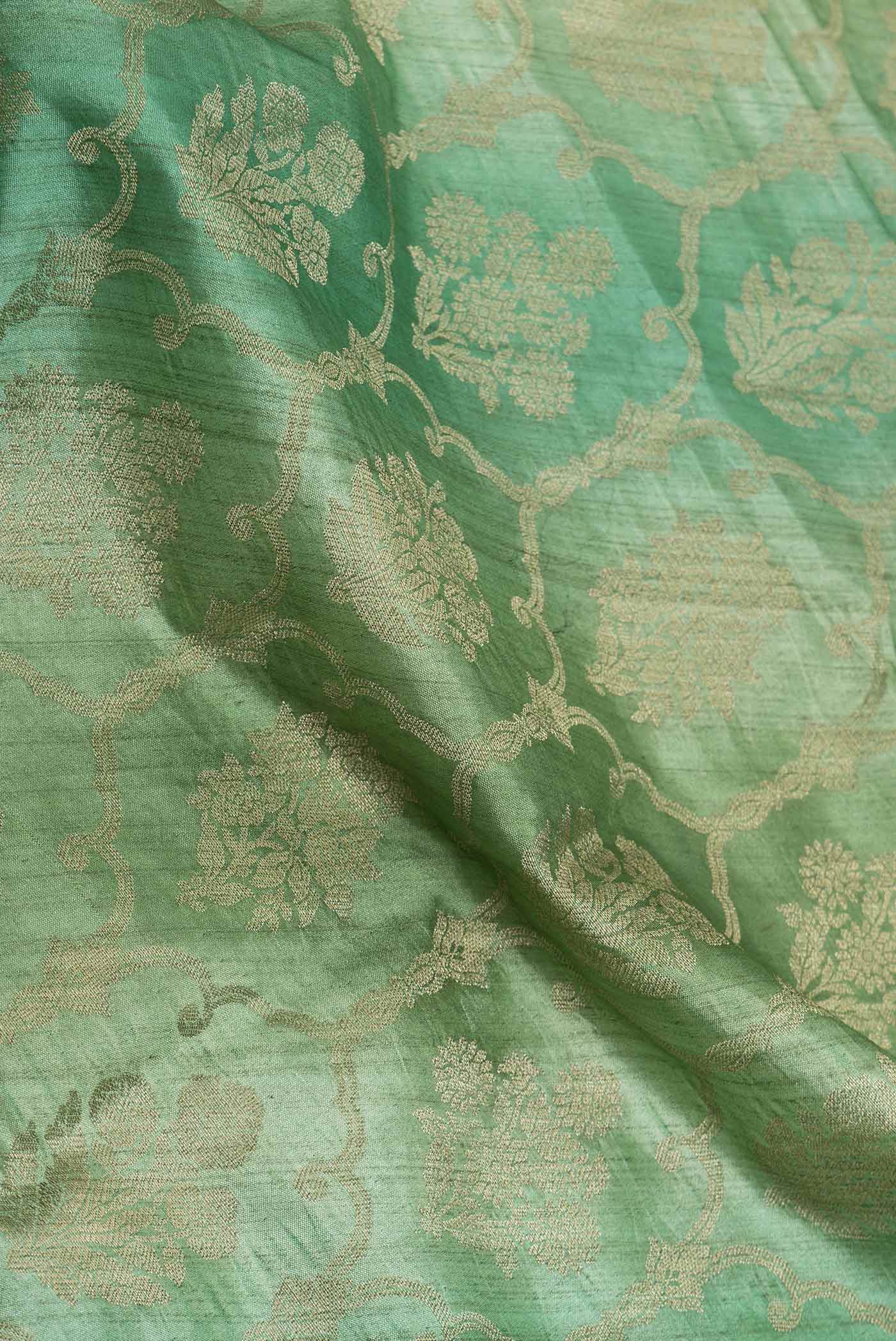 Sage Green Banarasi Raw Silk Saree - Image 2
