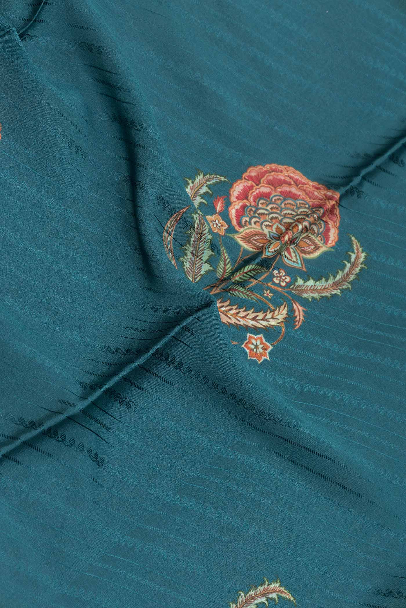 Blue Mysore Crepe Saree - Image 2