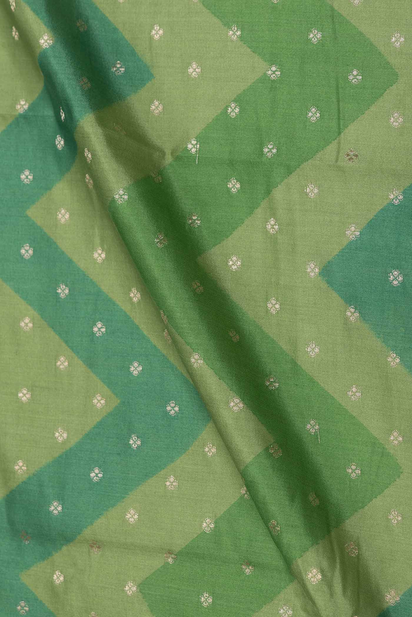 Green Banarasi Raw Silk Saree - Image 2