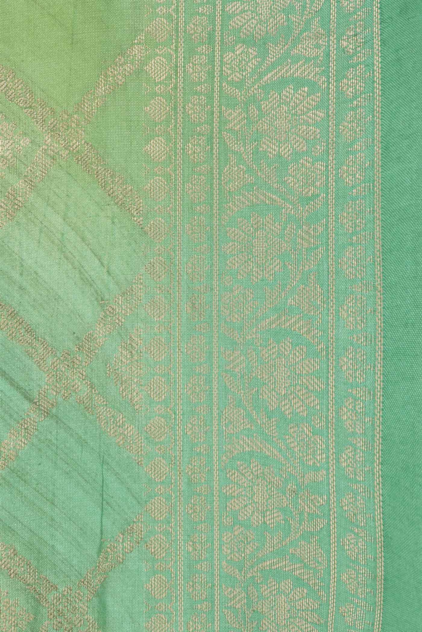 Green Banarasi Raw Silk Saree - Image 3