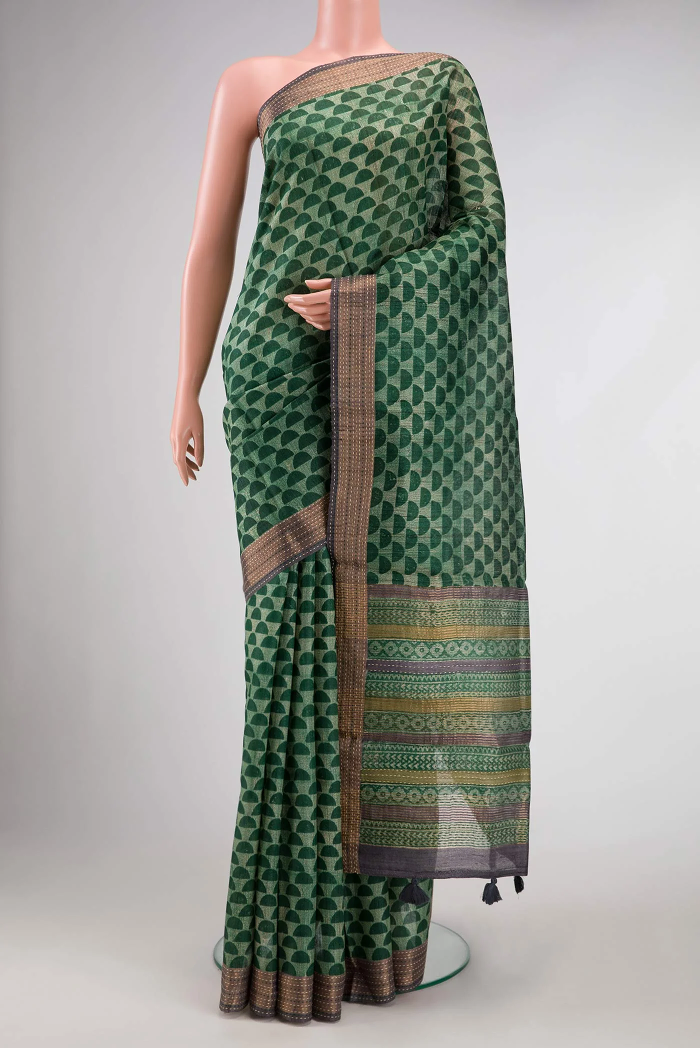 Green Tussar Silk Saree