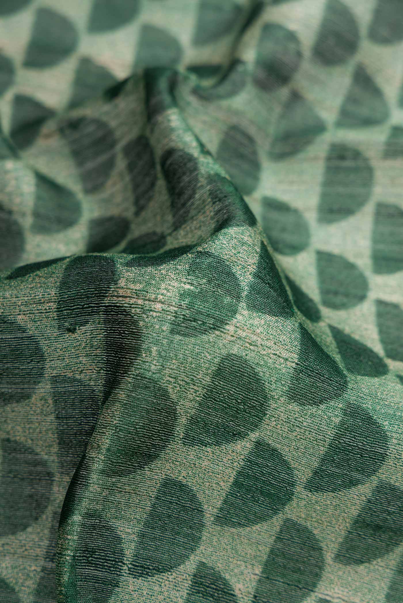 Green Tussar Silk Saree - Image 2