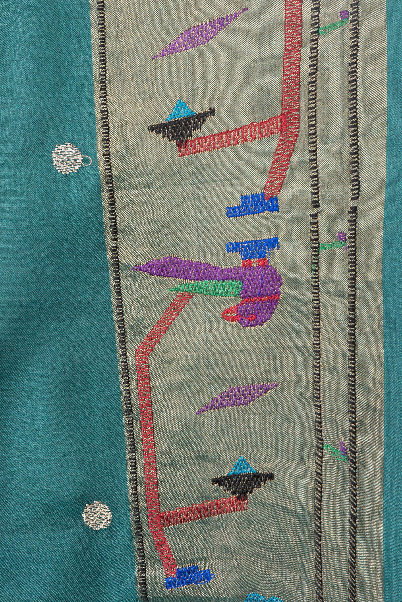 Green Tussar Silk Saree - Image 3