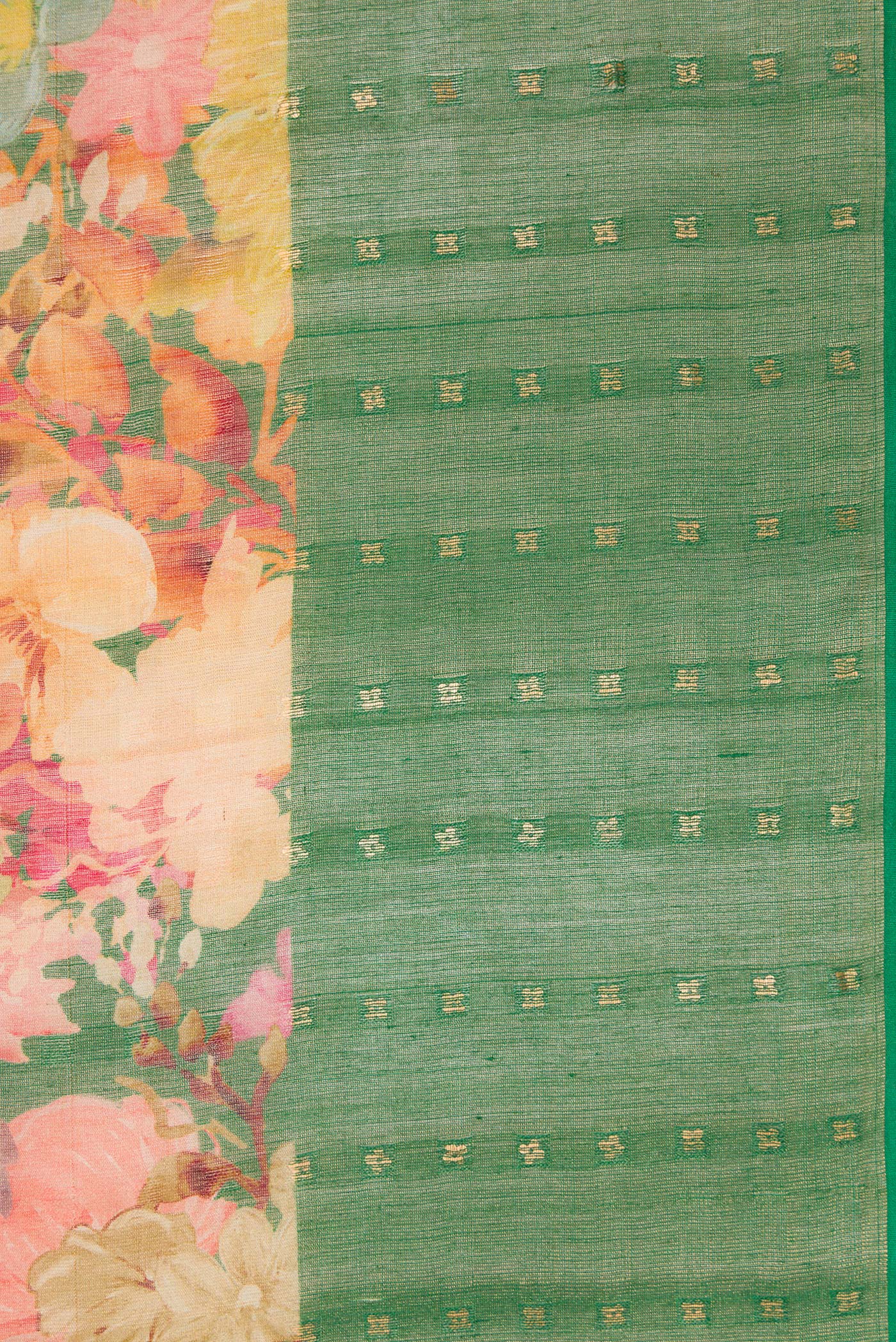 Green Tussar Silk Saree - Image 3