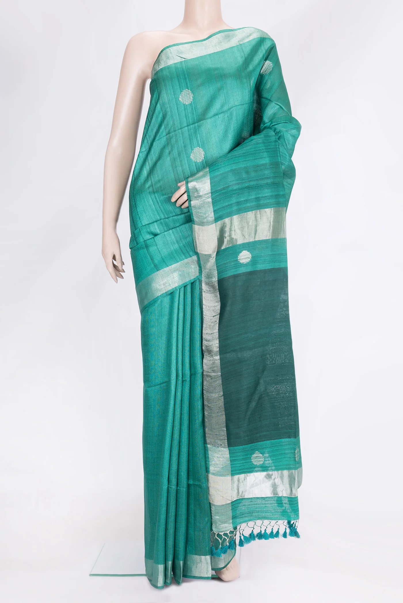 Green Tussar Silk Saree