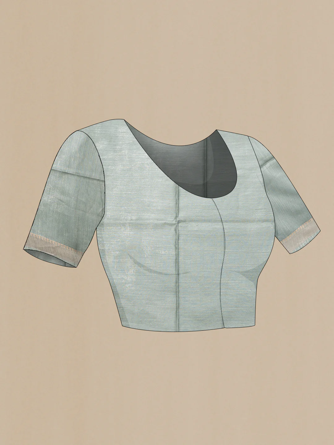 Grey Tussar Silk Saree - Image 4