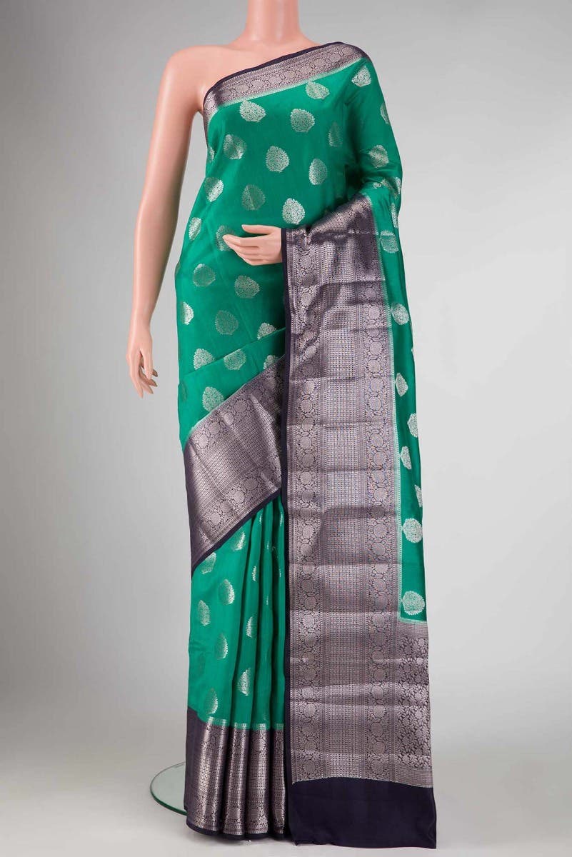 Green Banarasi Raw Silk Saree