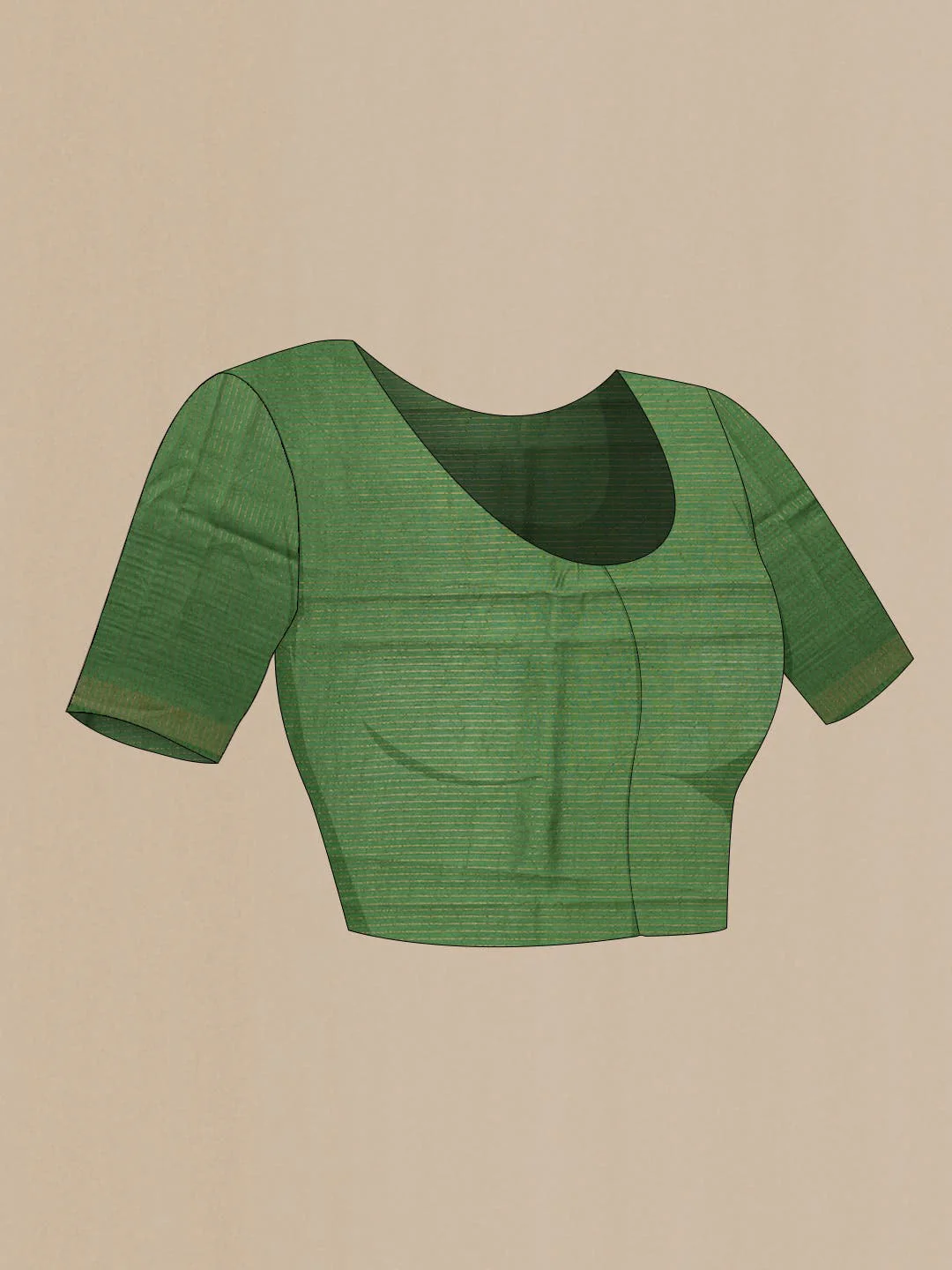 Green Dual Tone Tussar Silk Saree - Image 4