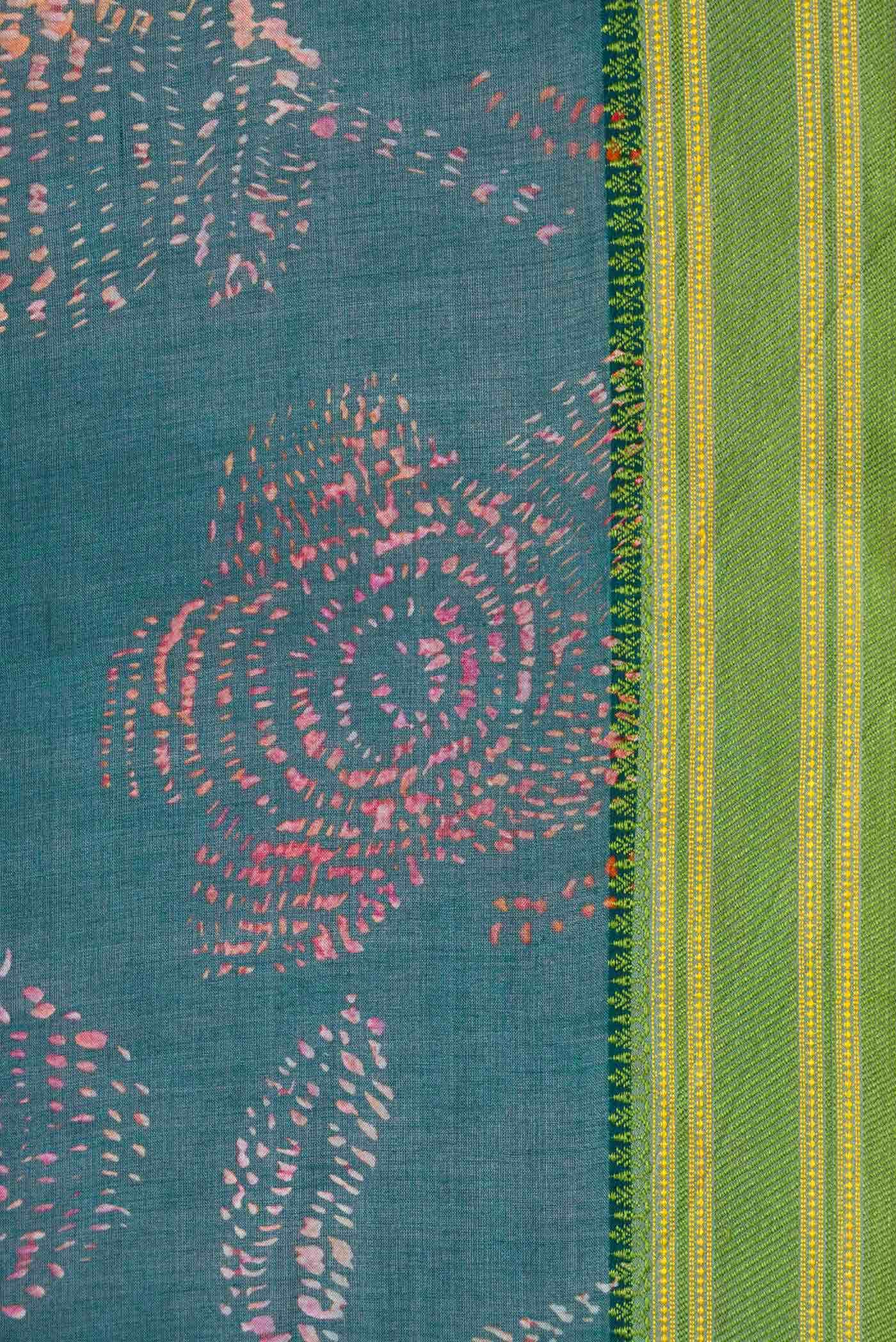 Green Dual Tone Tussar Silk Saree - Image 3