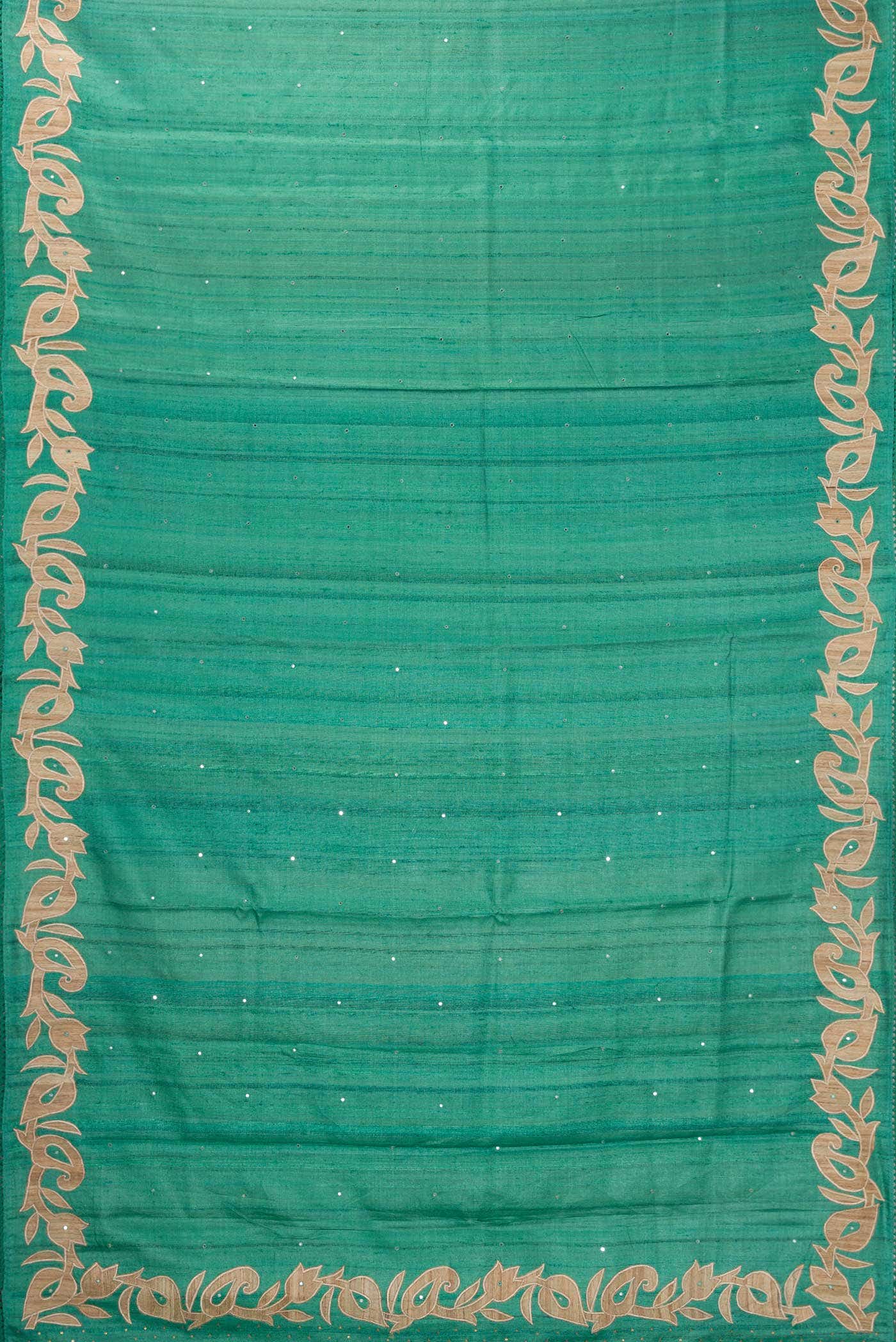 Green Dual Tone Tussar Silk Saree - Image 4