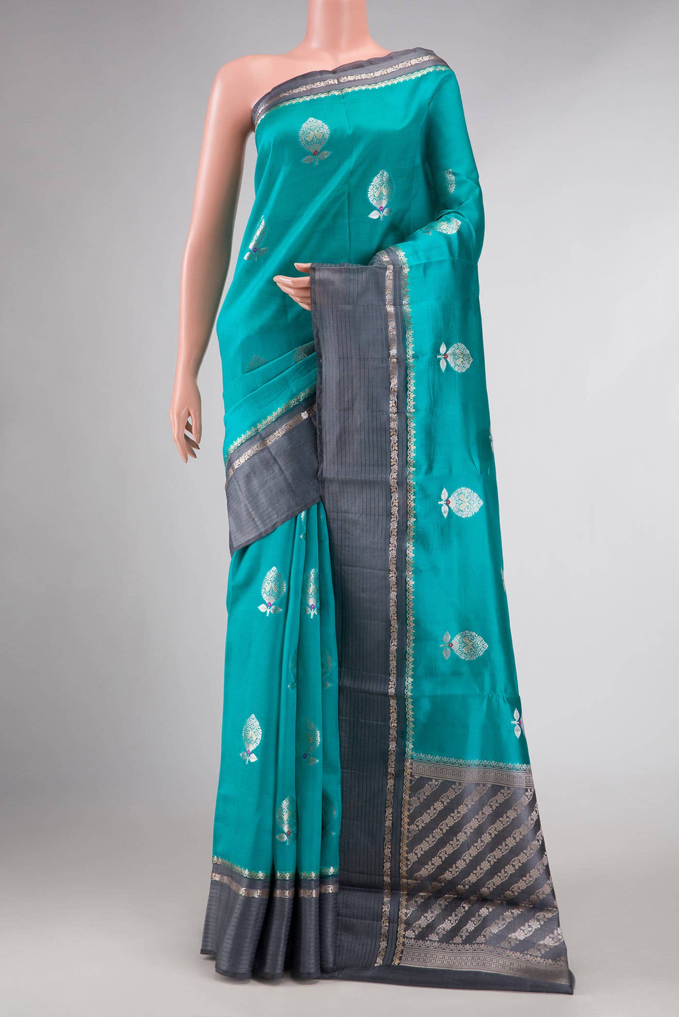 Blue Banarasi Raw Silk Saree