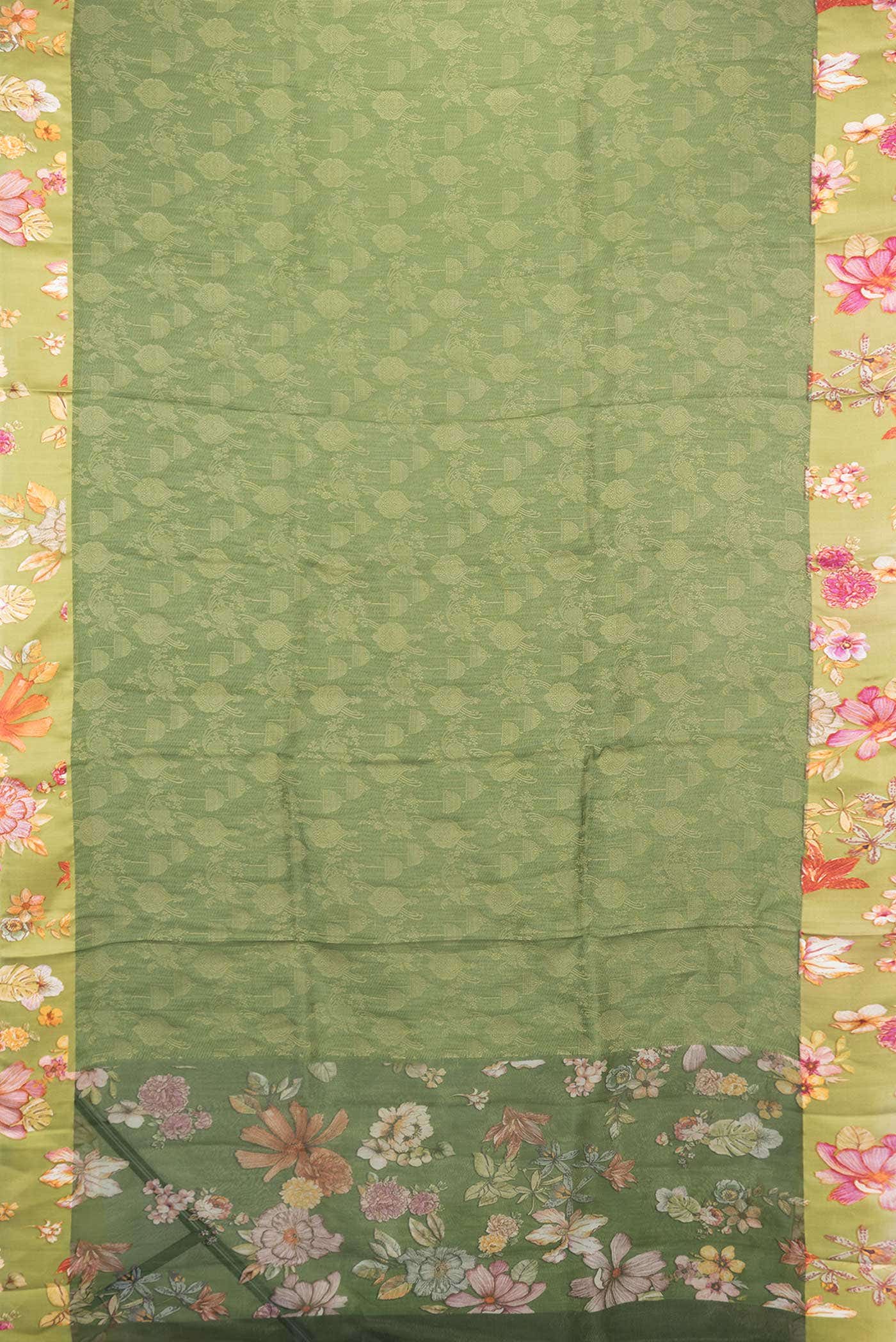 Green Dual Tone Tussar Silk Saree - Image 4