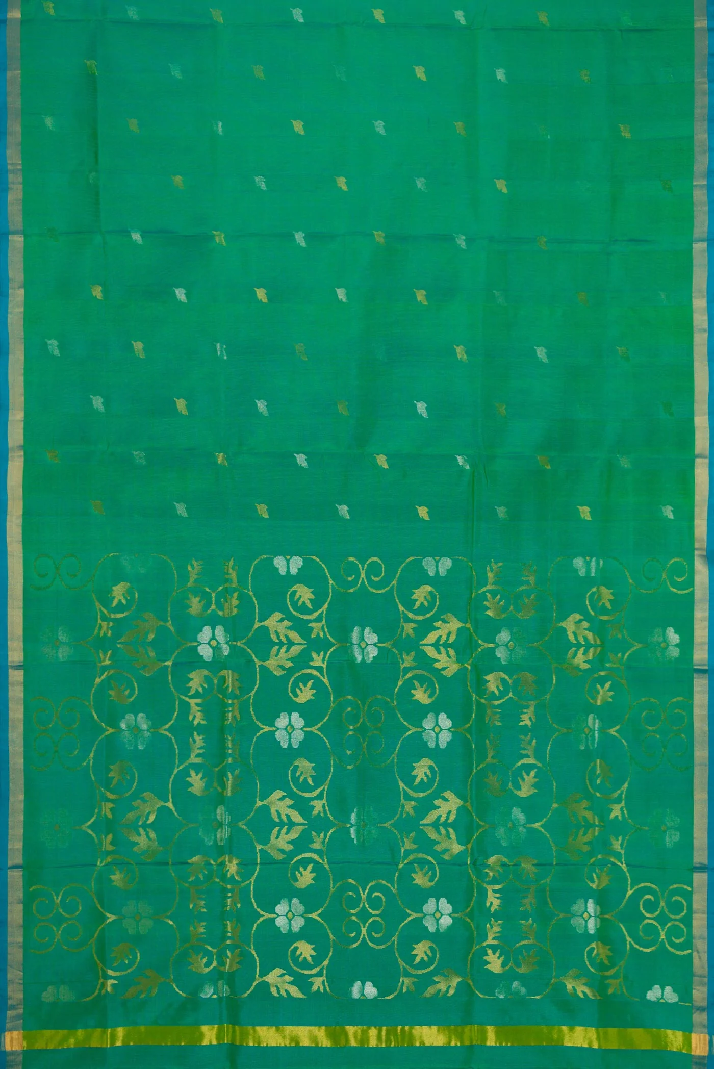 Green Dual Tone Uppada Silk Saree - Image 6