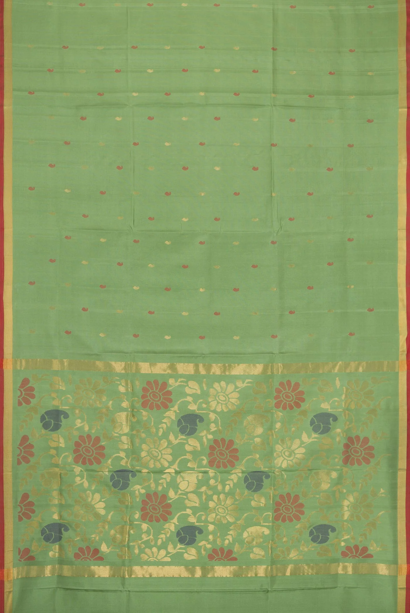 Sage Green Uppada Silk Saree - Image 6