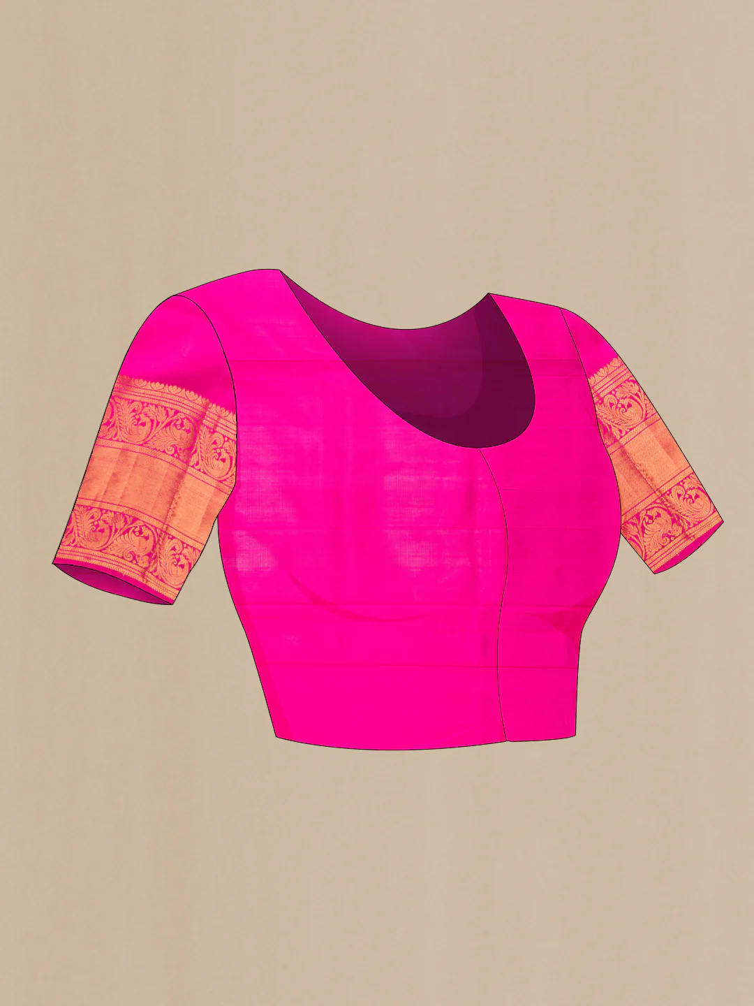 Pink with Green Color Uppada Silk Saree - Image 4