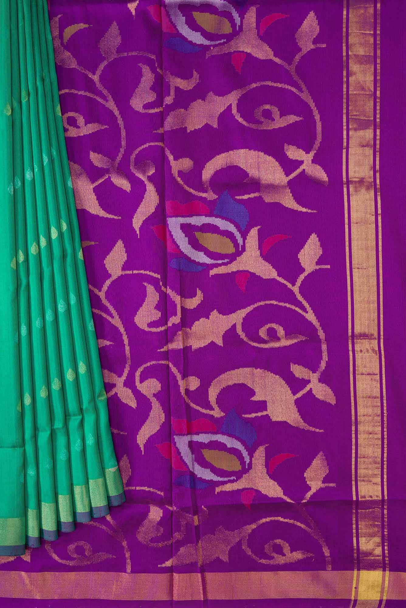 Sea Green Uppada Silk Saree - Image 2