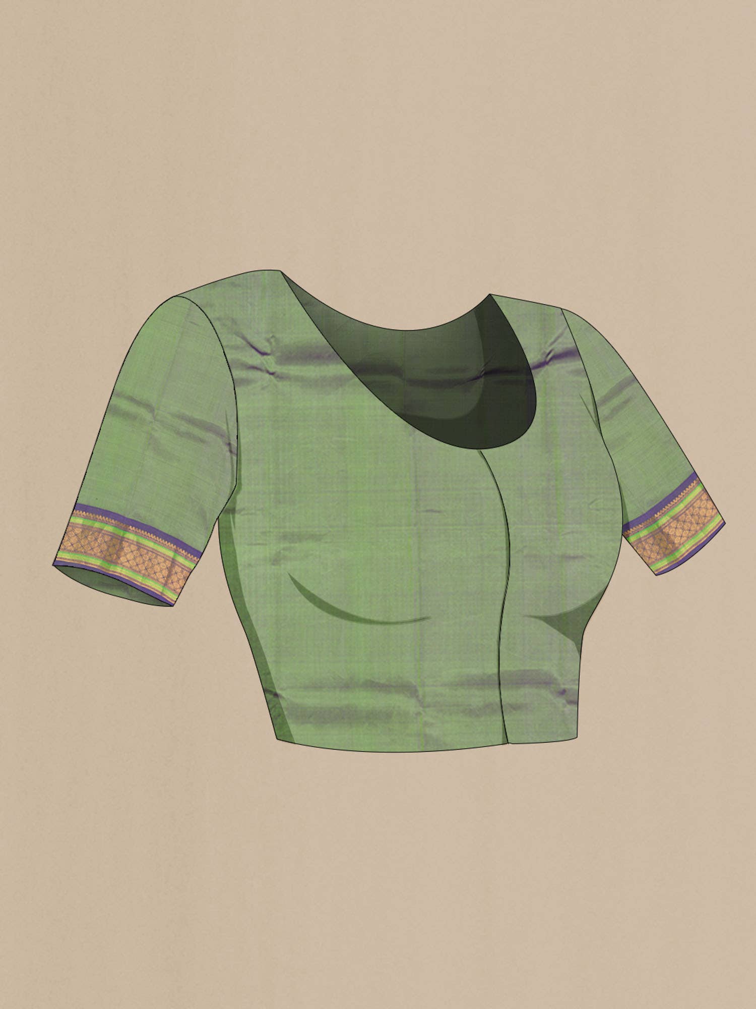 Green Gadwal Silk Cotton Saree - Image 5