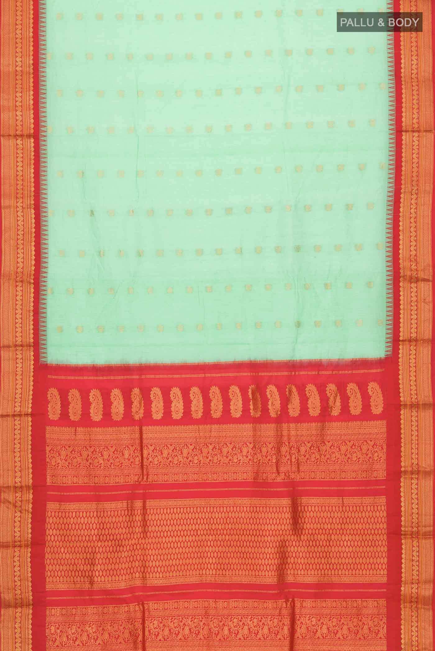 Green Gadwal Silk Cotton Saree - Image 3