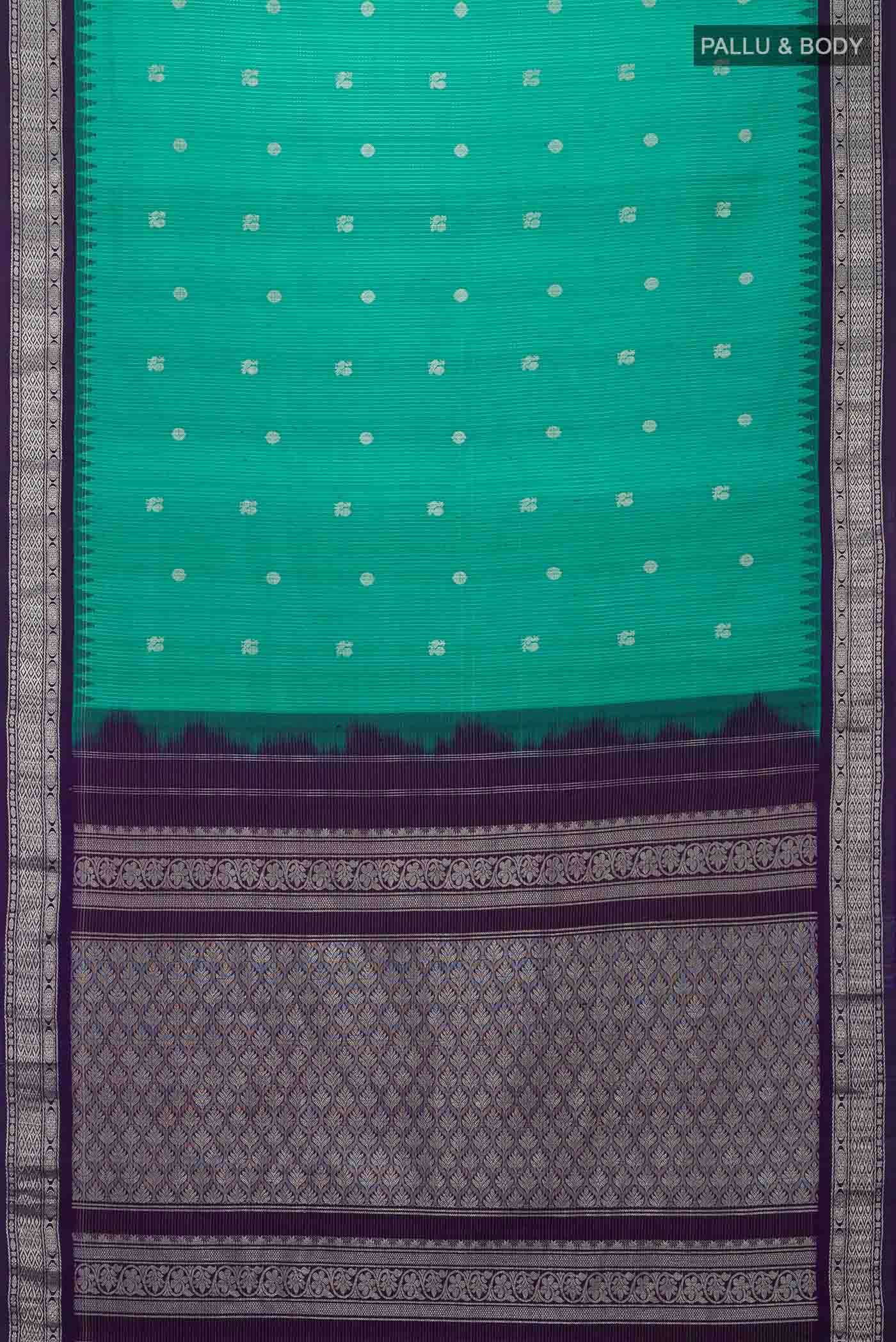 Sea Green Gadwal Silk Saree - Image 4