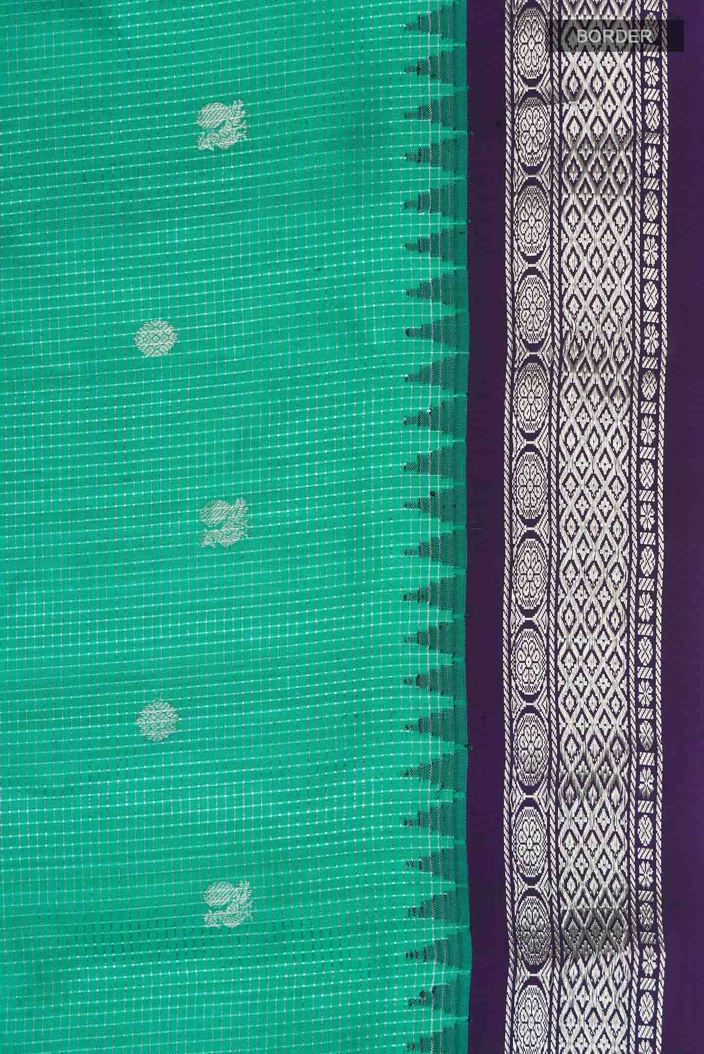 Sea Green Gadwal Silk Saree - Image 5