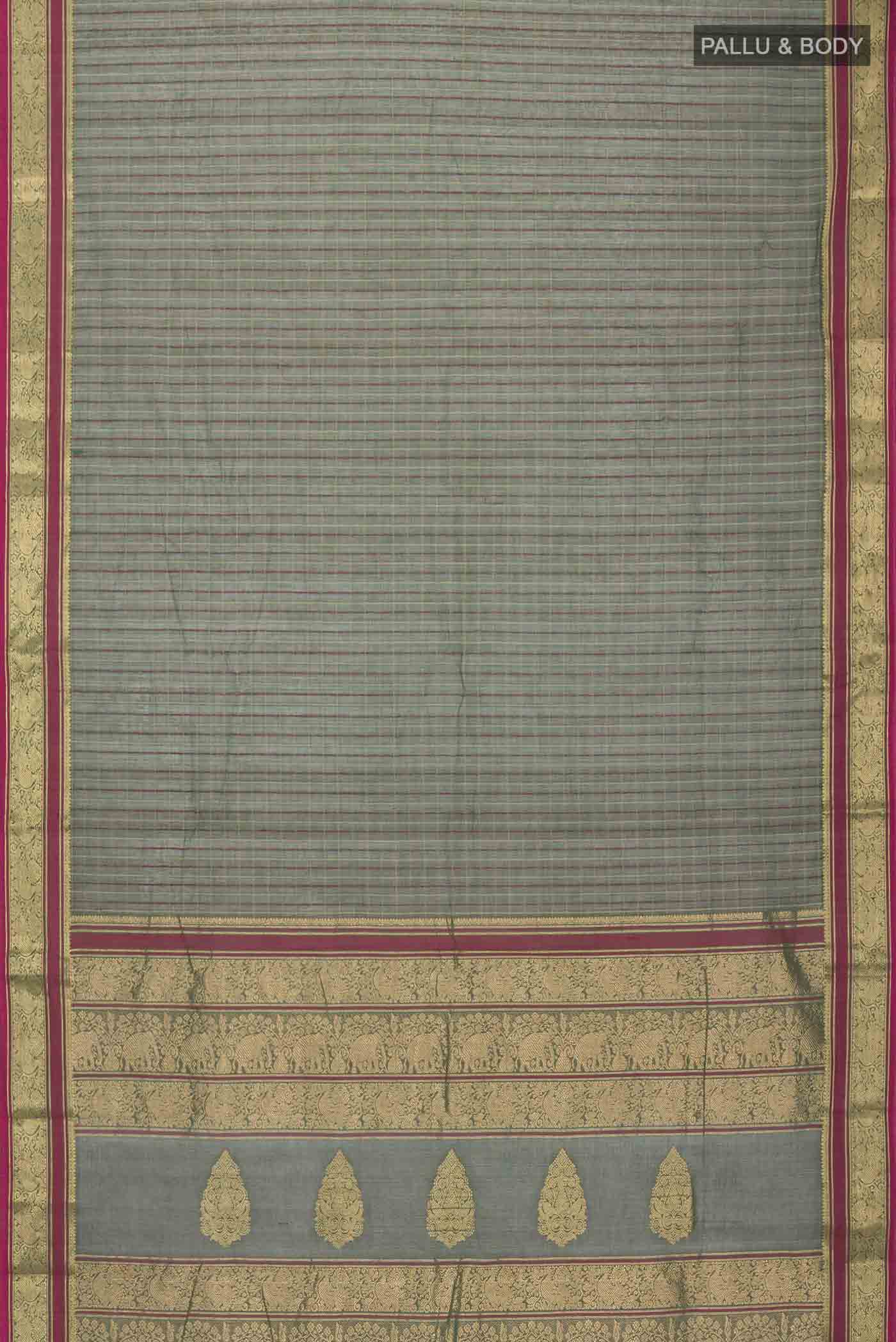 Green Kanchi Cotton Saree - Image 3