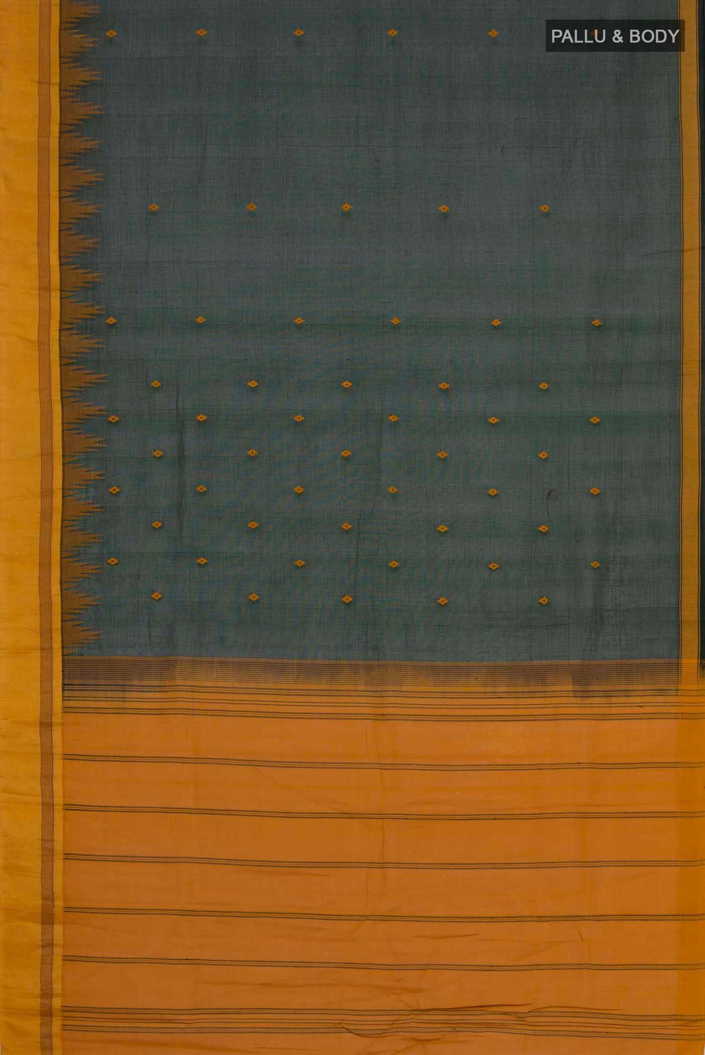 Green Kanchi Cotton Saree - Image 3