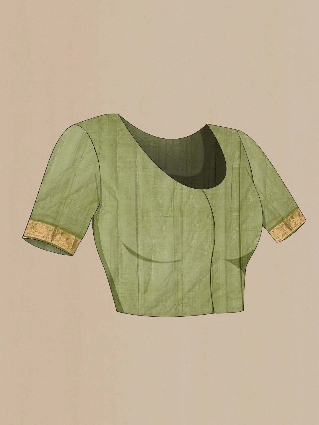 Green Kanchi Cotton Saree - Image 2