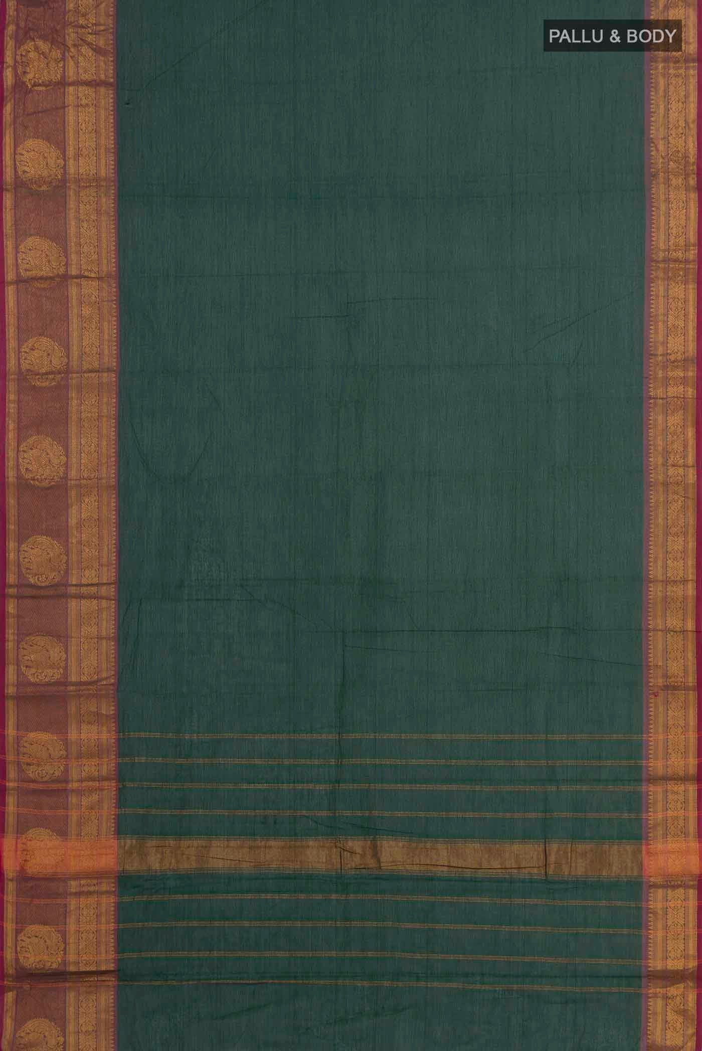 Green Kanchi Cotton Saree - Image 3