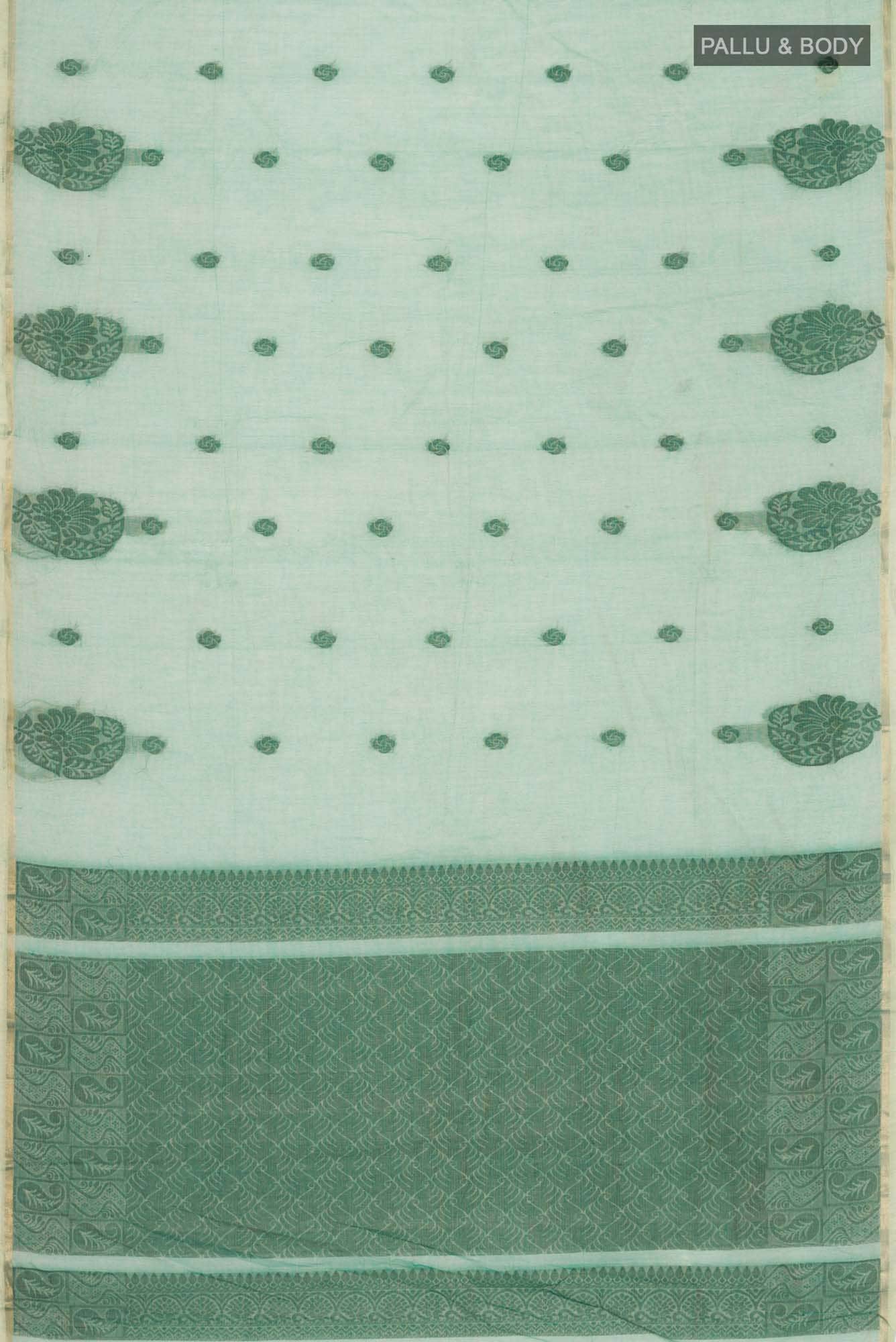 Green Kanchi Cotton Saree - Image 4