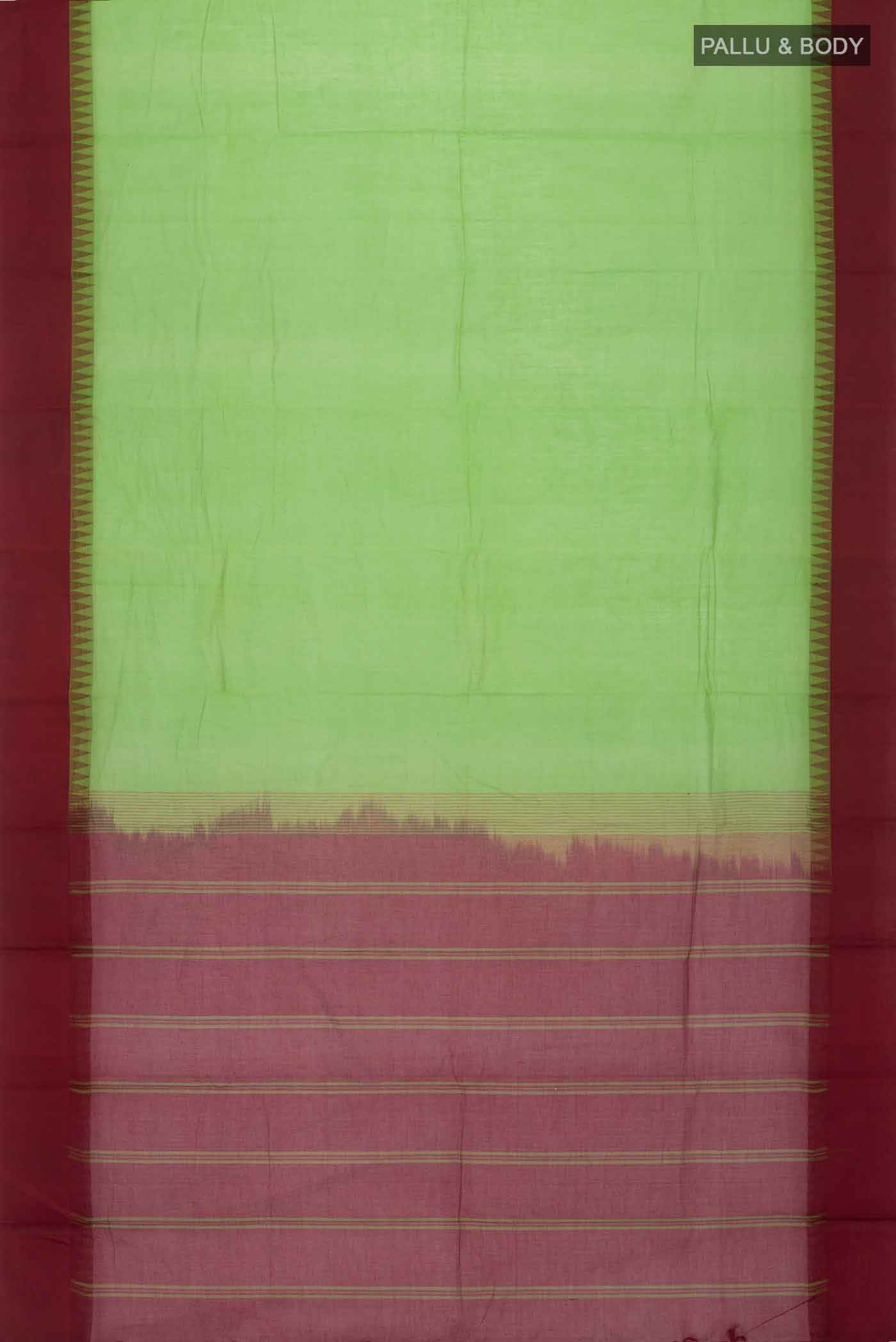 Green Kanchi Cotton Saree - Image 3