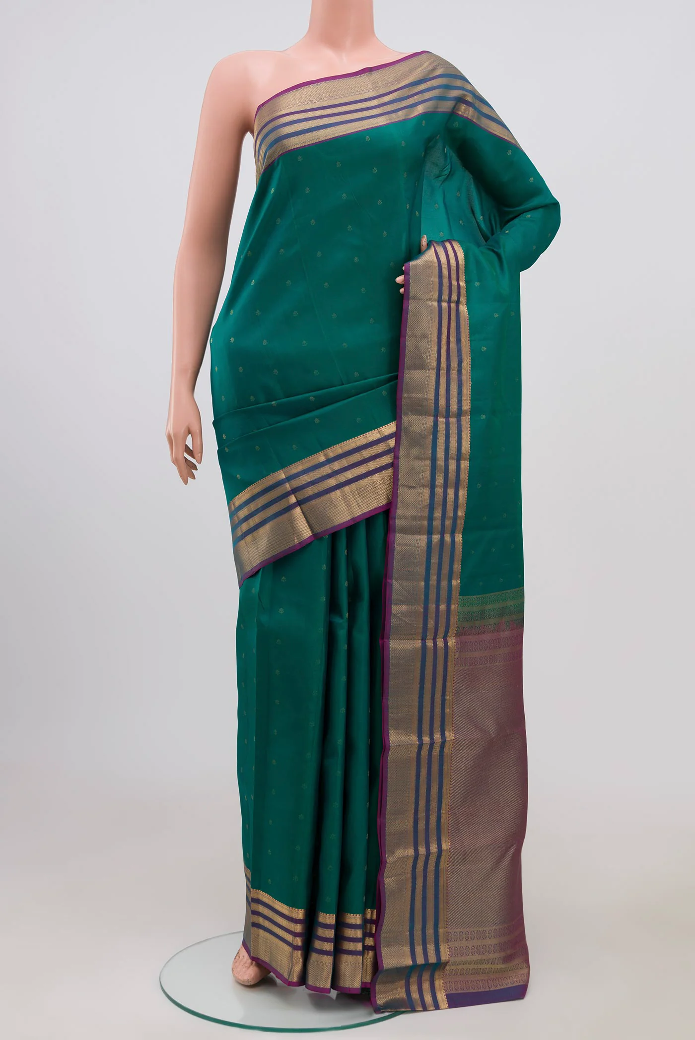 Teal Kanchipuram Silk Saree