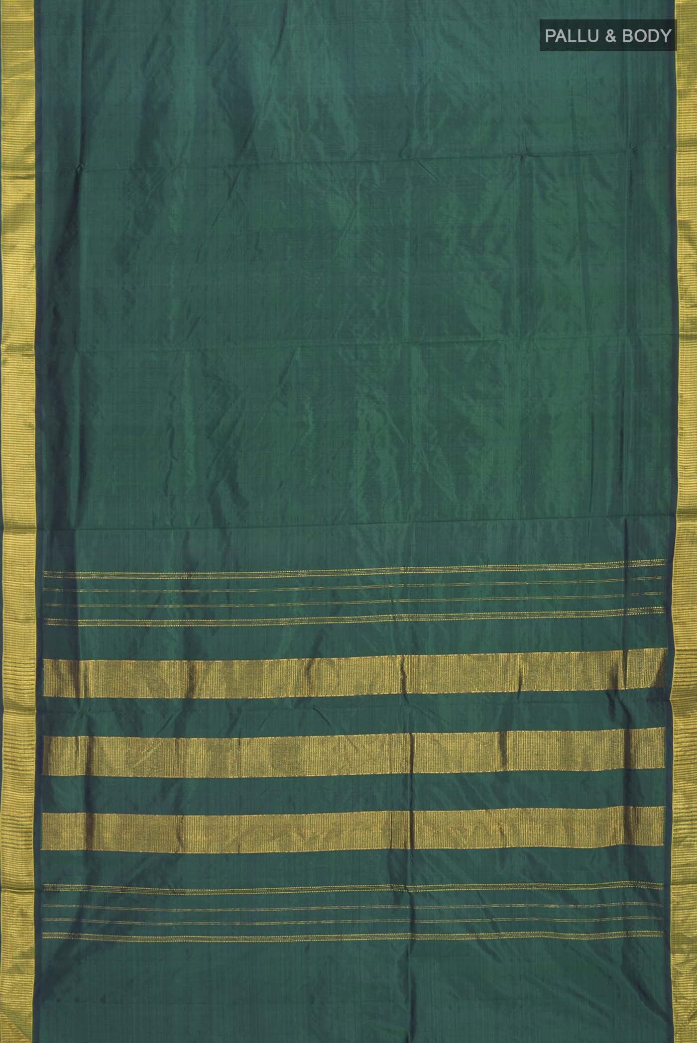 Peacock Blue Dual Tone Kanjivaram Silk Nine Yards Saree - Image 5