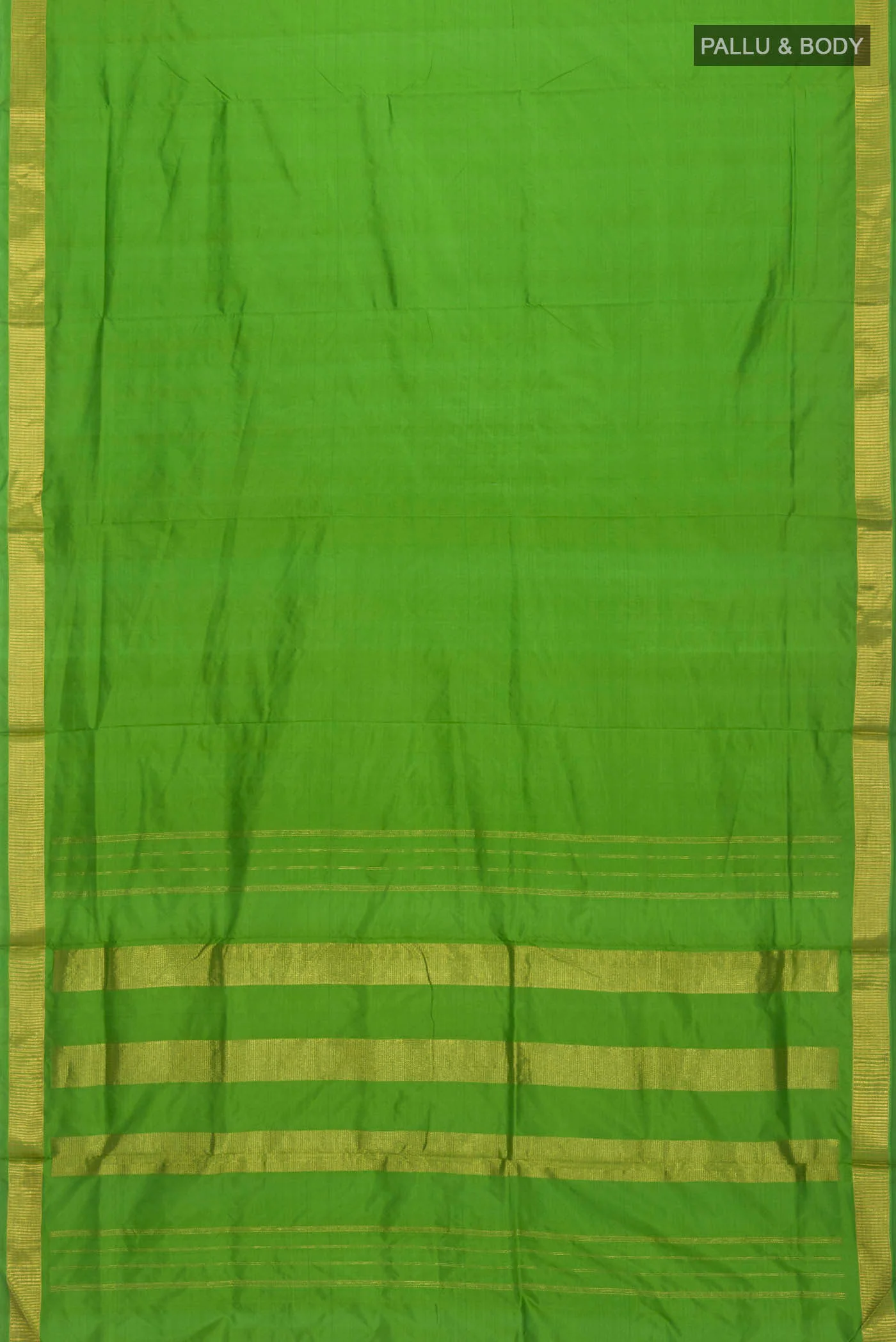 Green Kanjivaram Silk Nine Yards Saree - Image 5