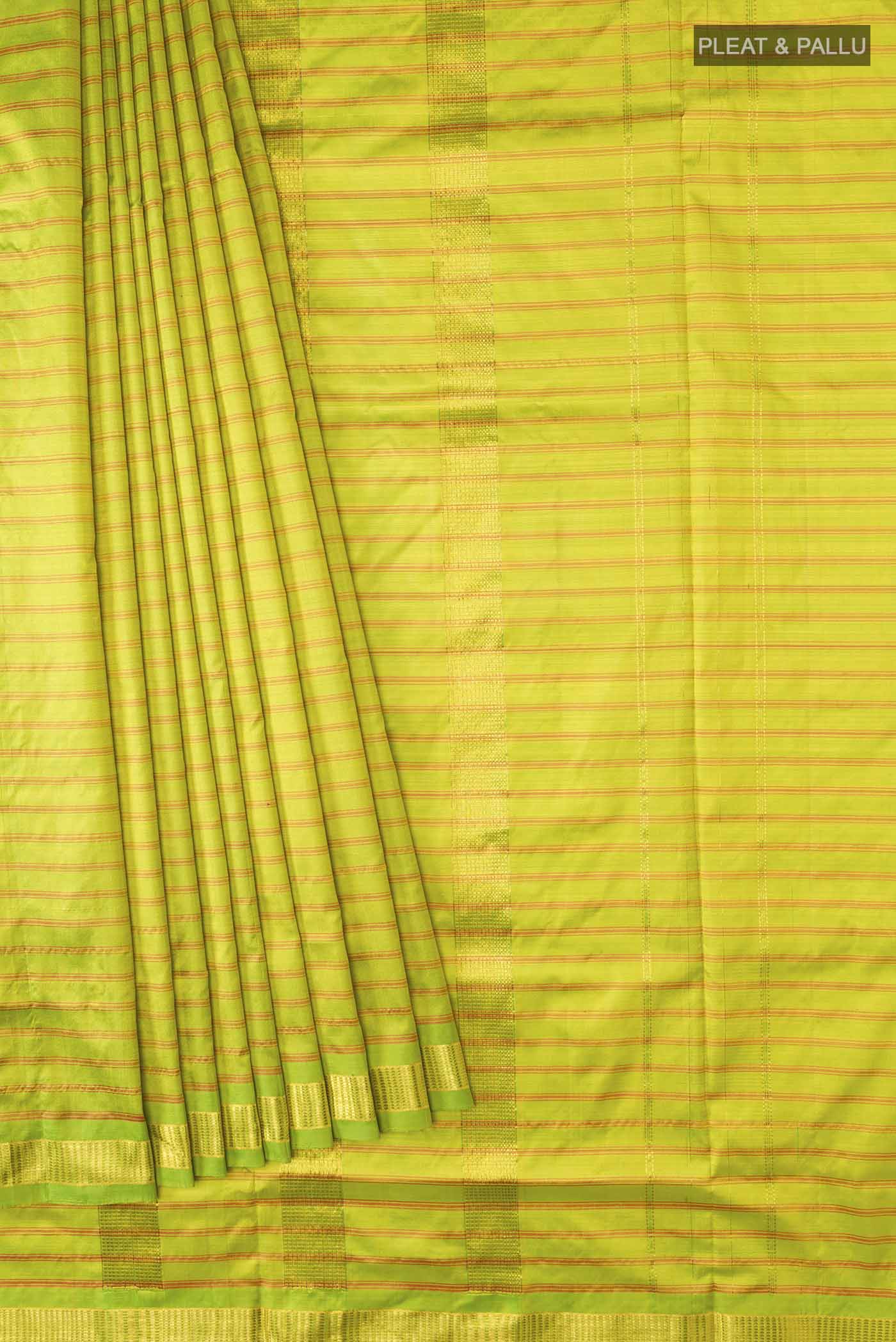 Green Kanjivaram Silk Nine Yards Saree - Image 4
