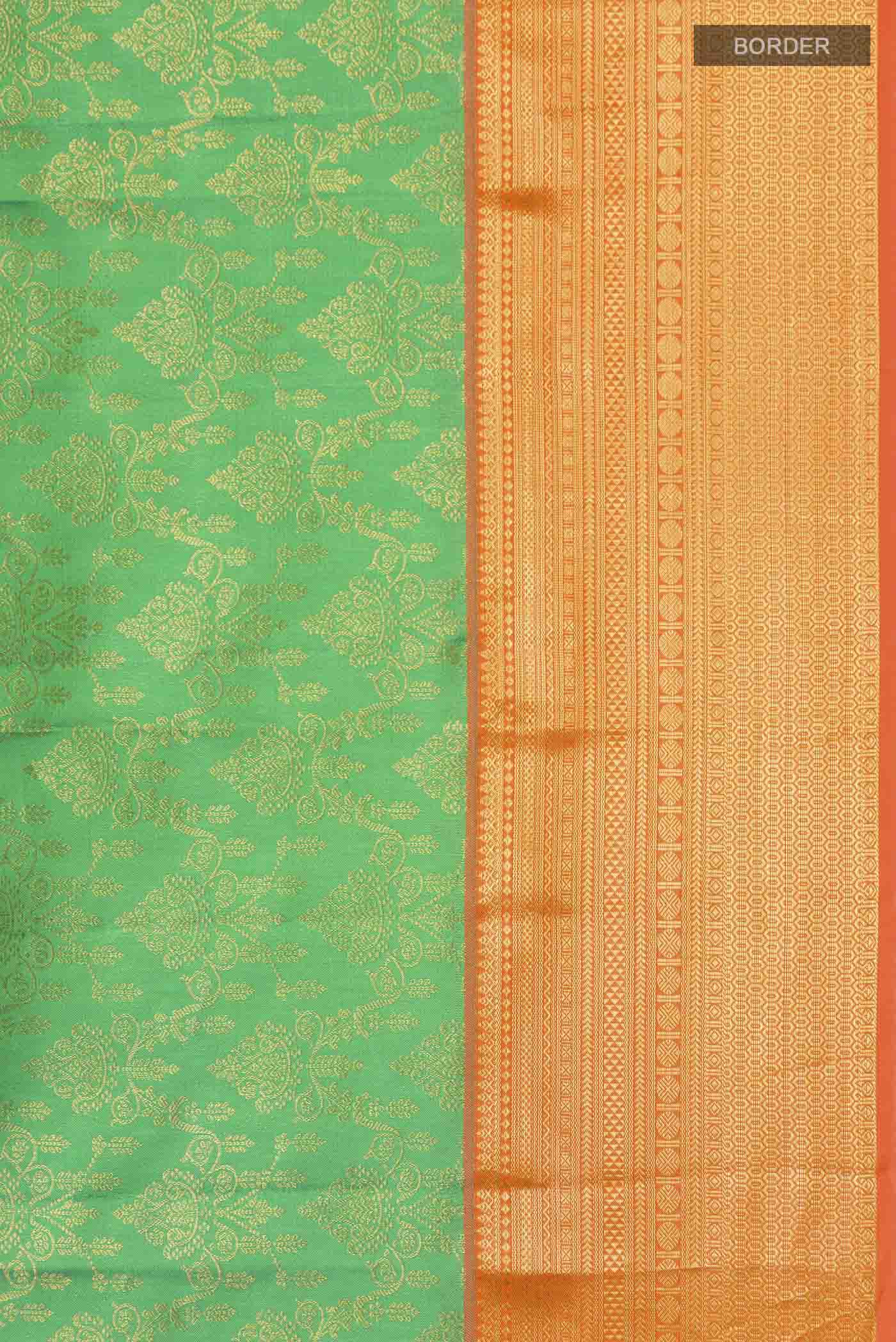 Green Kanchipuram Silk Saree - Image 3