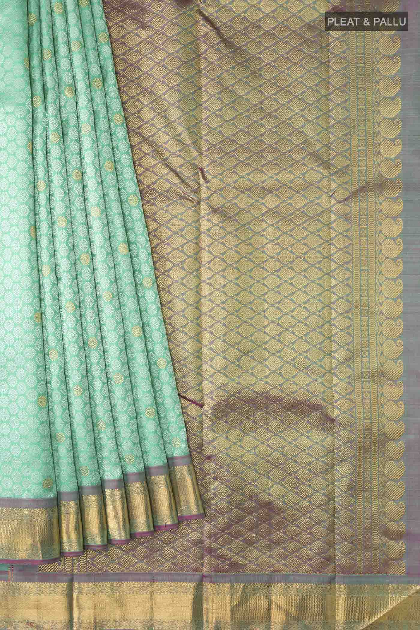 Green Kanchipuram Silk Saree - Image 4
